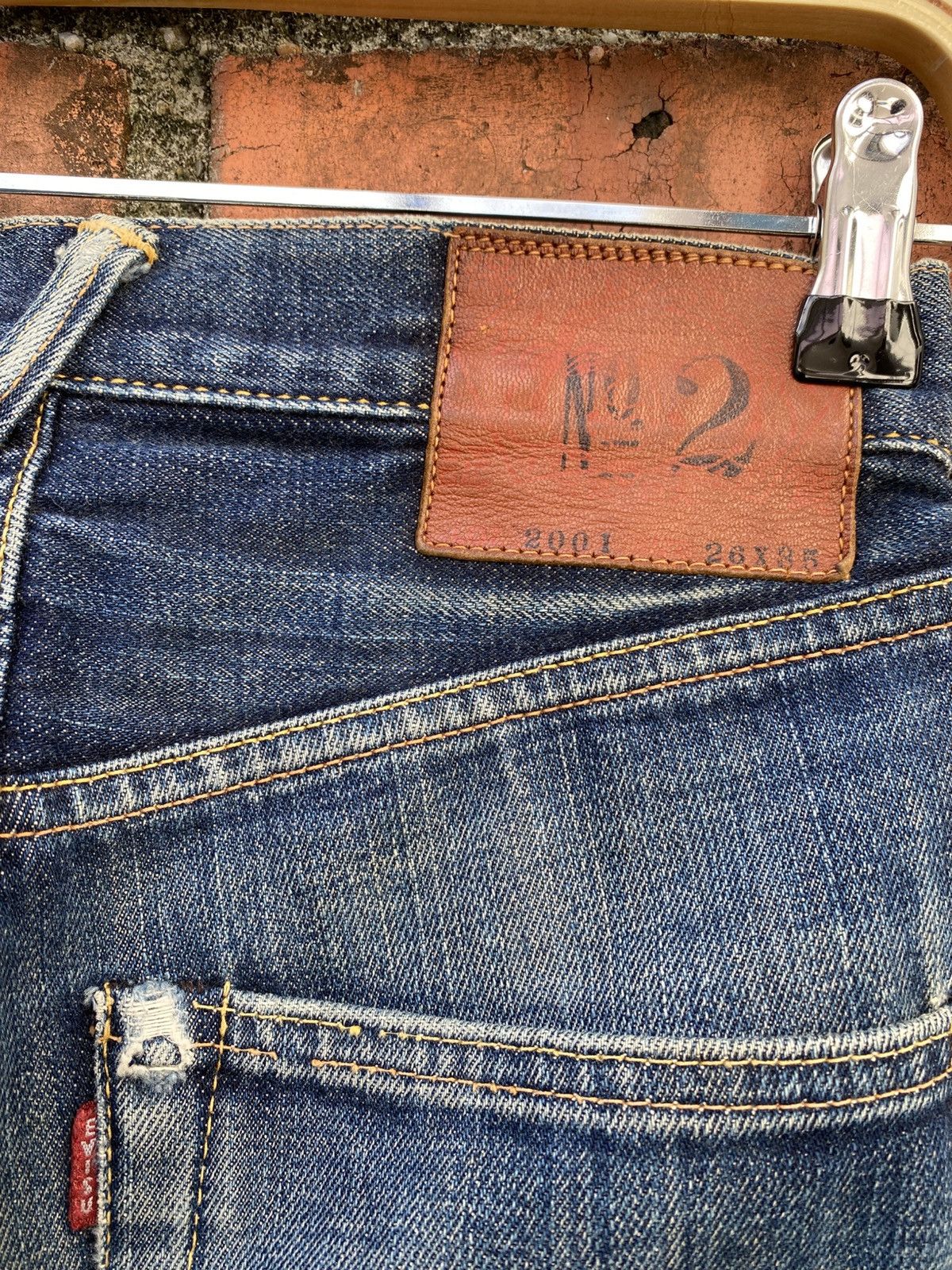 Evisu W26x29 Vintage evisu diacock faded redline made in JAPAN Size 26" / US 2 / IT 38 - 7 Thumbnail