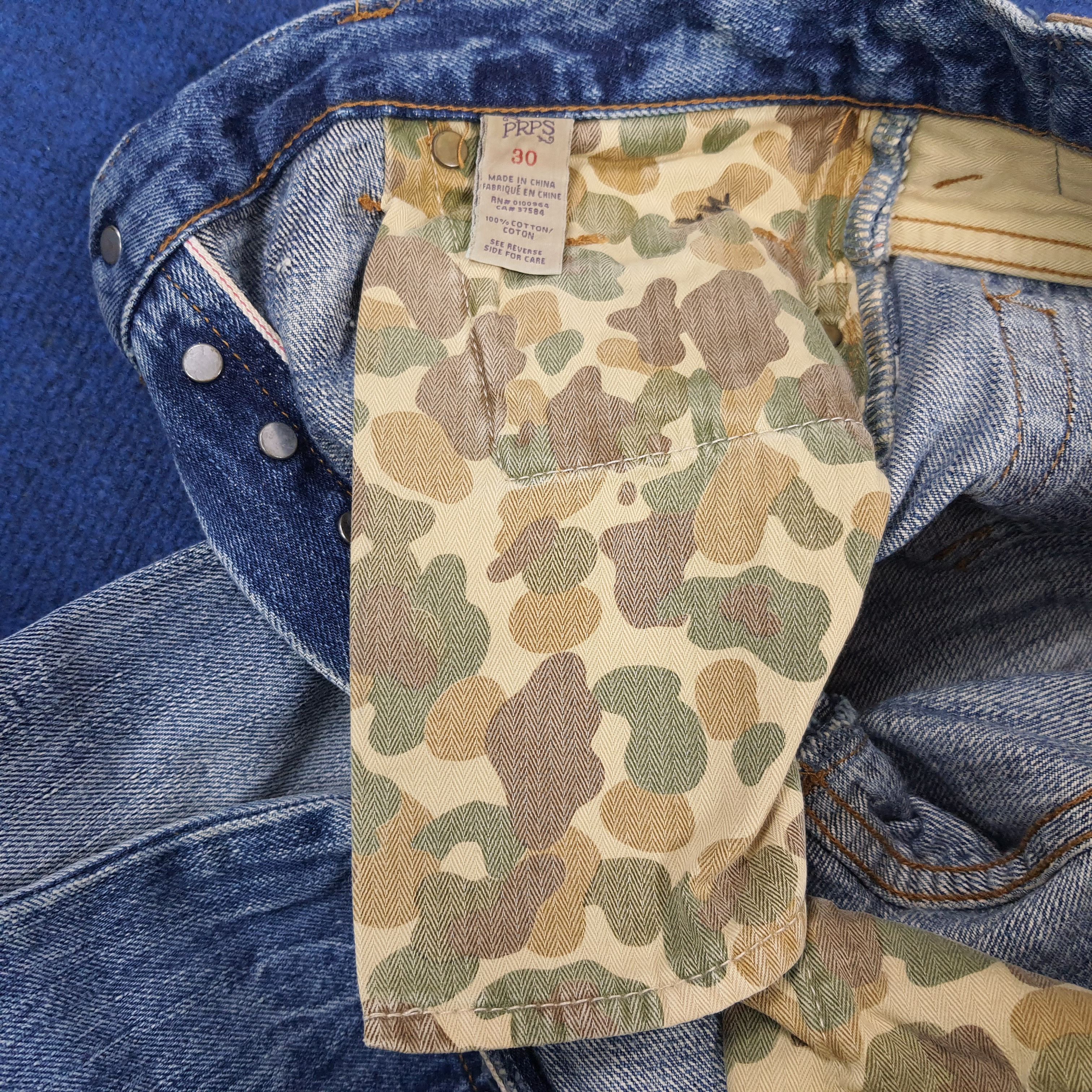 Prps Vintage PRPS Selvedge Camo Pocket Distressed Jeans C297N16 Size US 31 - 10 Thumbnail