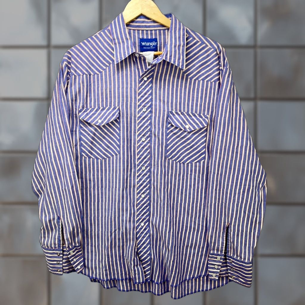 Wrangler VINTAGE Western Wrangler Pearl Snap Long Sleeve Shirt 2XL Mens Blue 90s Size US XXL / EU 58 / 5 - 1 Thumbnail