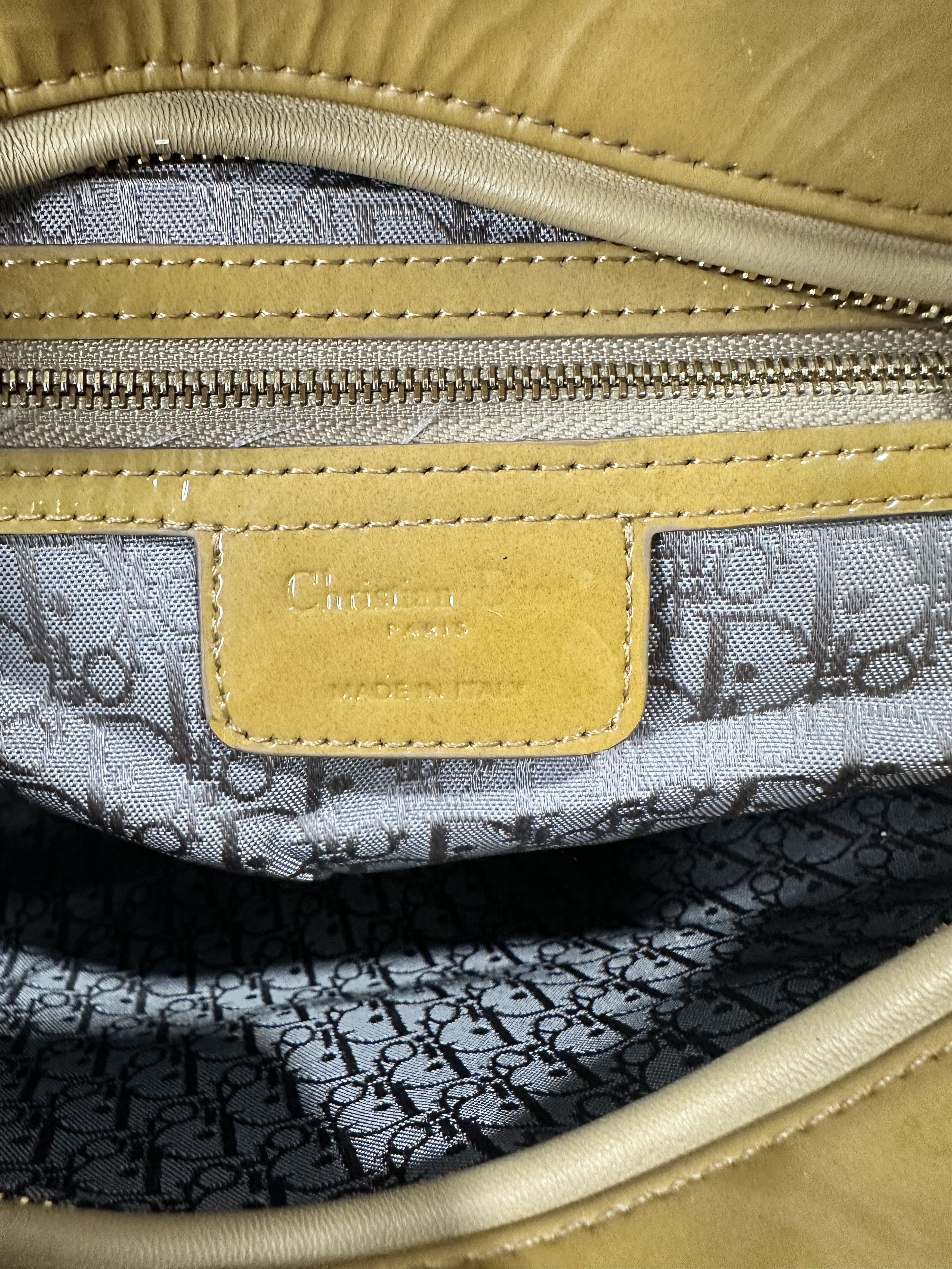 Dior Dior Mustard Yellow Cannage Patent Leather Lady Dior Tote Size ONE SIZE - 10 Thumbnail