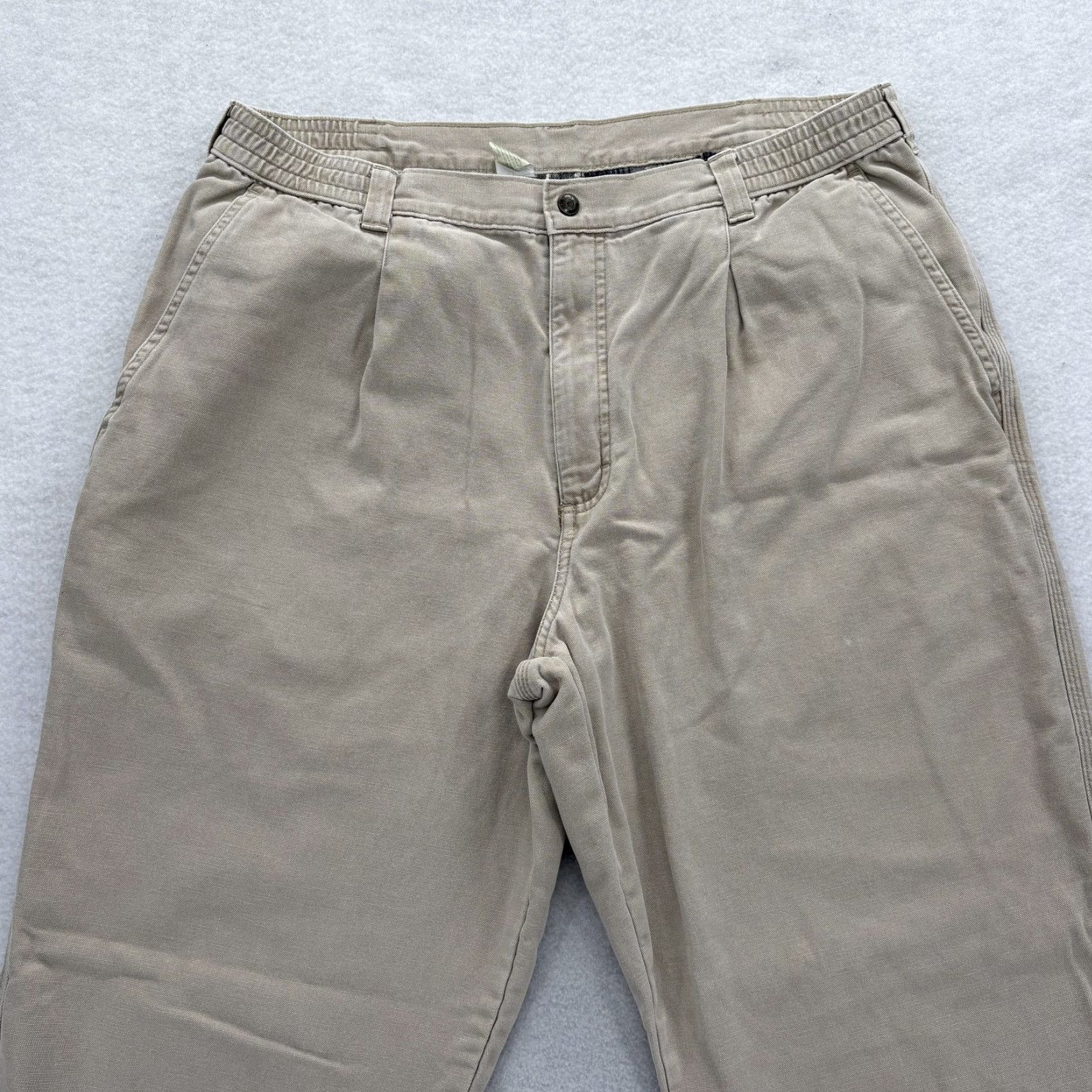 Vintage VINTAGE L L Bean Pants Mens 38x34 Beige Flannel Lined Pleated Chinos Chore Work Size US 38 / EU 54 - 2 Thumbnail
