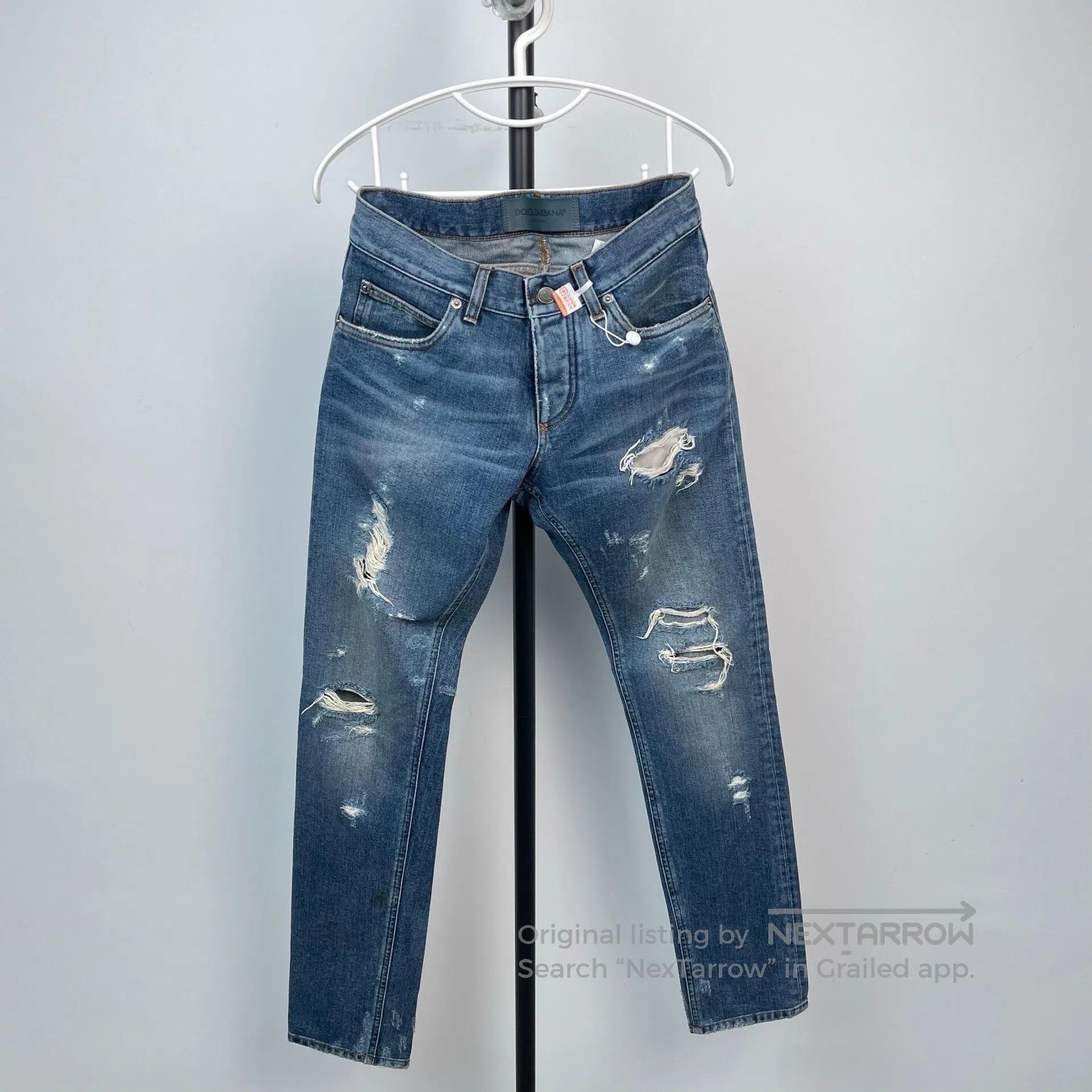 Dolce & Gabbana Dolce Gabbana Blue Camo Patterned Destroyed Denim Jeans| Size US 28 / EU 44 - 1 Thumbnail