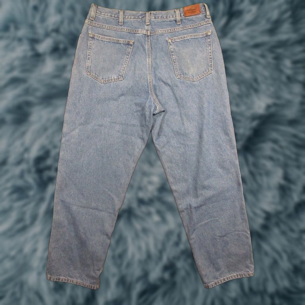 Vintage LL Bean Jeans Mens 36x30 Straight Classic Fit Denim Thermal Lined 5-Pocket Blue Natural USA Outdoor Casual Size US 36 / EU 52 - 1 Thumbnail