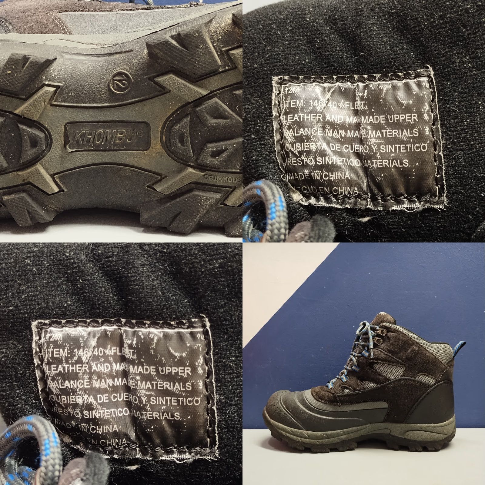 Khombu Fleet Hiker‎ Terrain Weather Rated Boots Mens US 12M Multi Leather 146740 Khombu Men main image 2