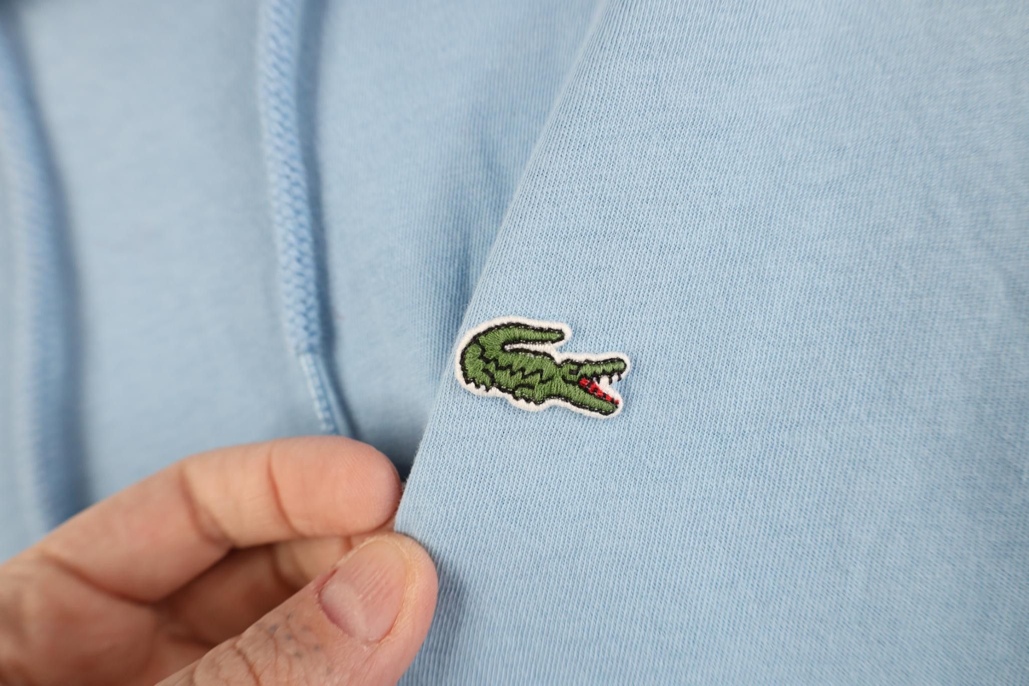 Lacoste Vtg Y2K Lacoste Logo Hoodie T-Shirt Carolina Blue Cotton Size US XL / EU 56 / 4 - 4 Thumbnail
