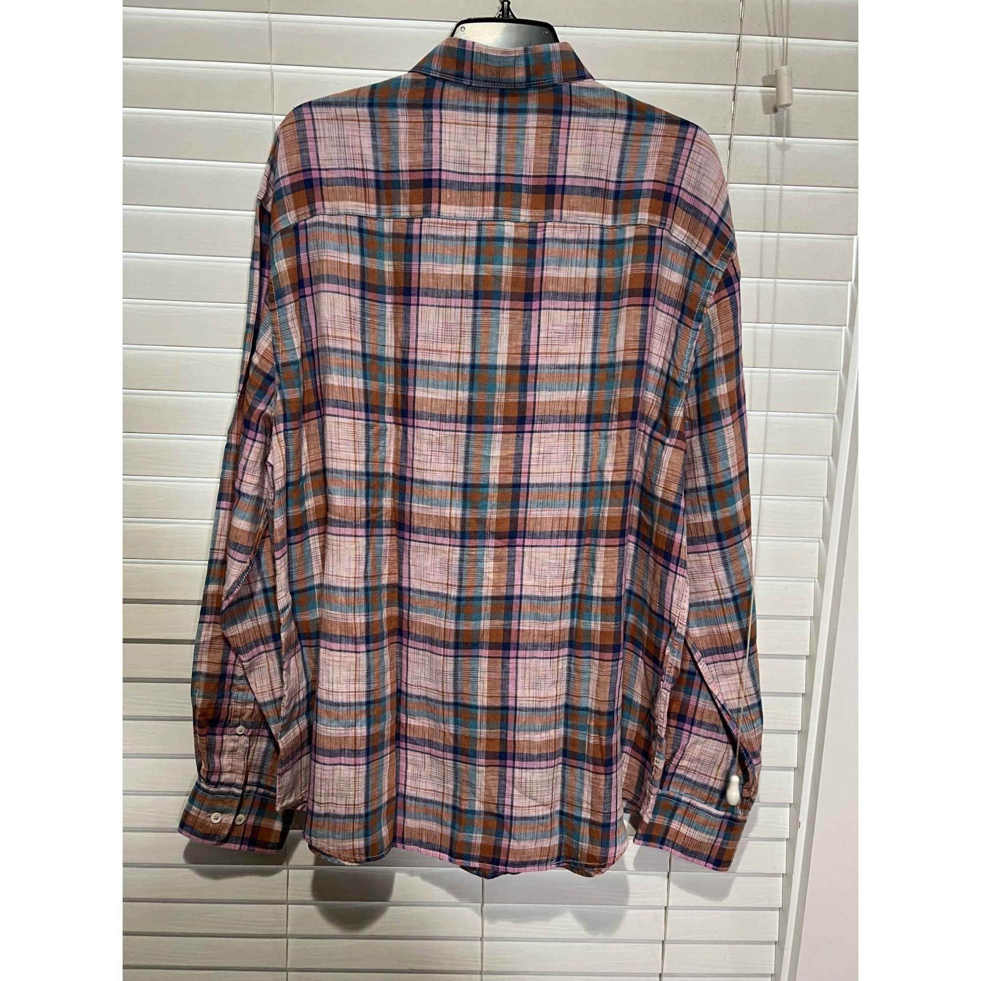 Bugatchi Men's Julian Madras Check Long Sleeve Linen Shirt N