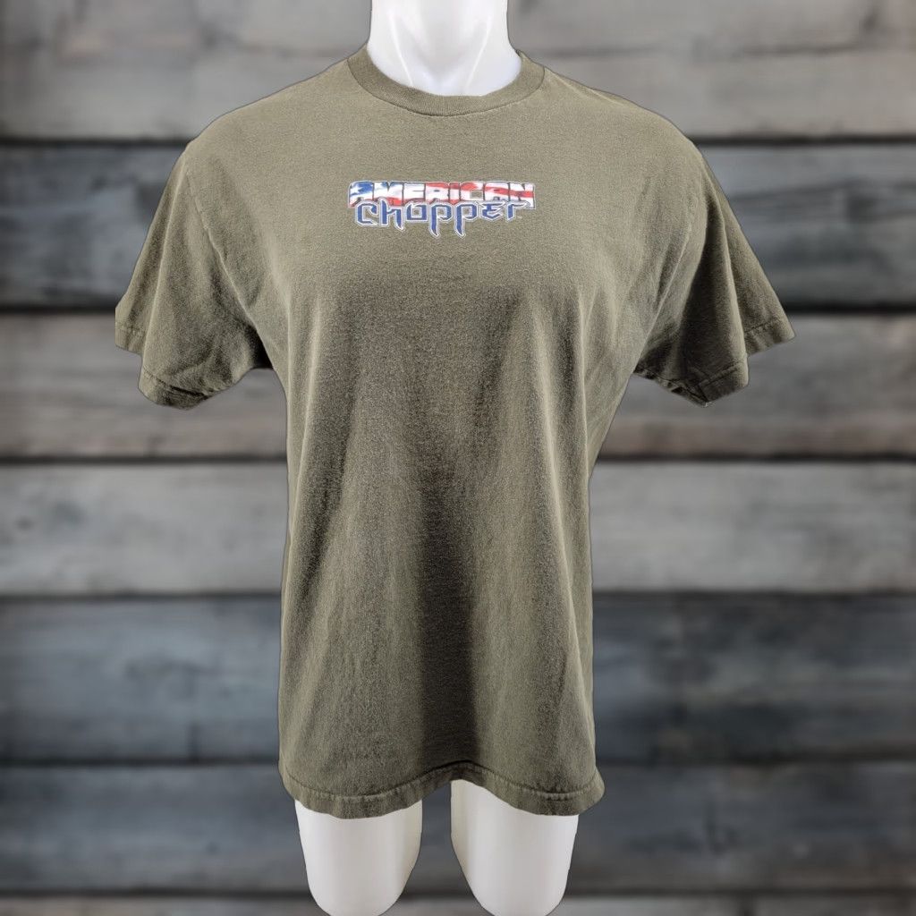 Vintage VINTAGE Distressed American Chopper POW MIA Bike T Shirt Green Sz Large Mens Shirt Size US L / EU 52-54 / 3 - 1 Thumbnail