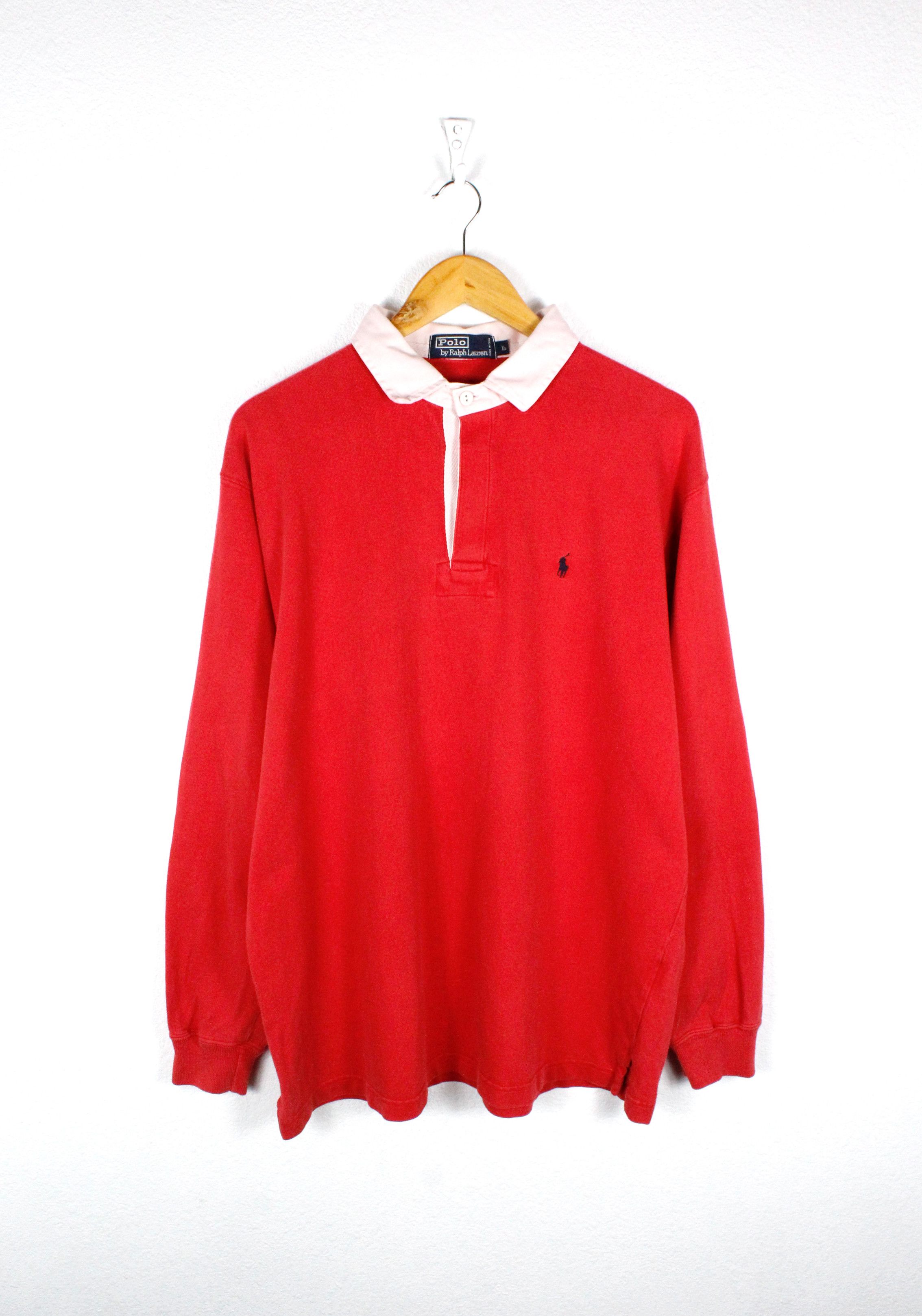 Rugby Ralph Lauren × Vintage Vintage Polo Ralph Lauren Pony Logo Red Rugby Polo Shirt 90s Size US L / EU 52-54 / 3 - 1 Thumbnail