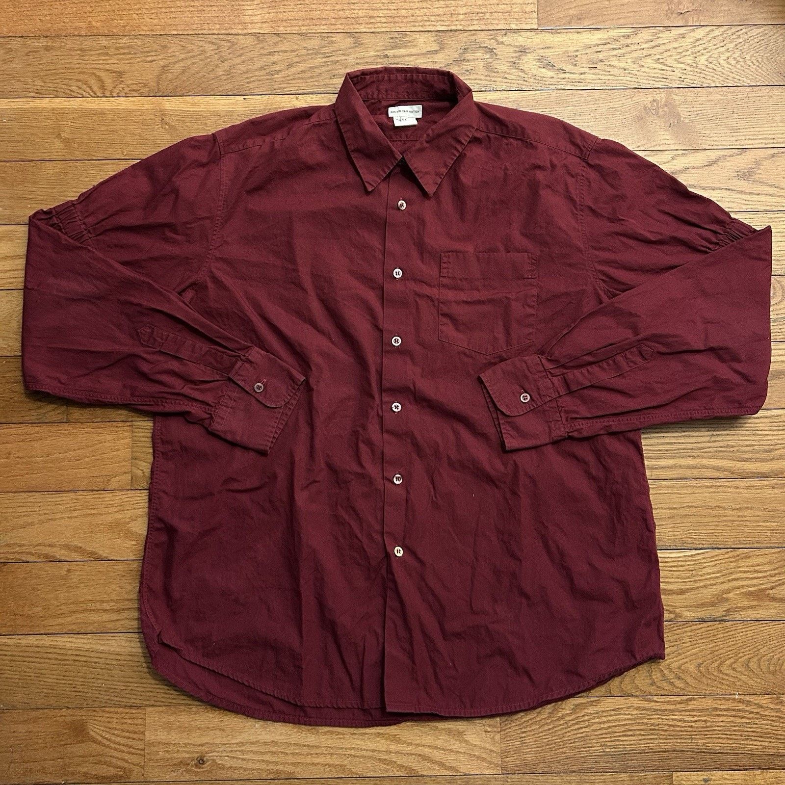 Dries Van Noten Hook Clasp Red Elastic Sleeve Patch Button Up Shirt 54 Size US XL / EU 56 / 4 - 1 Thumbnail