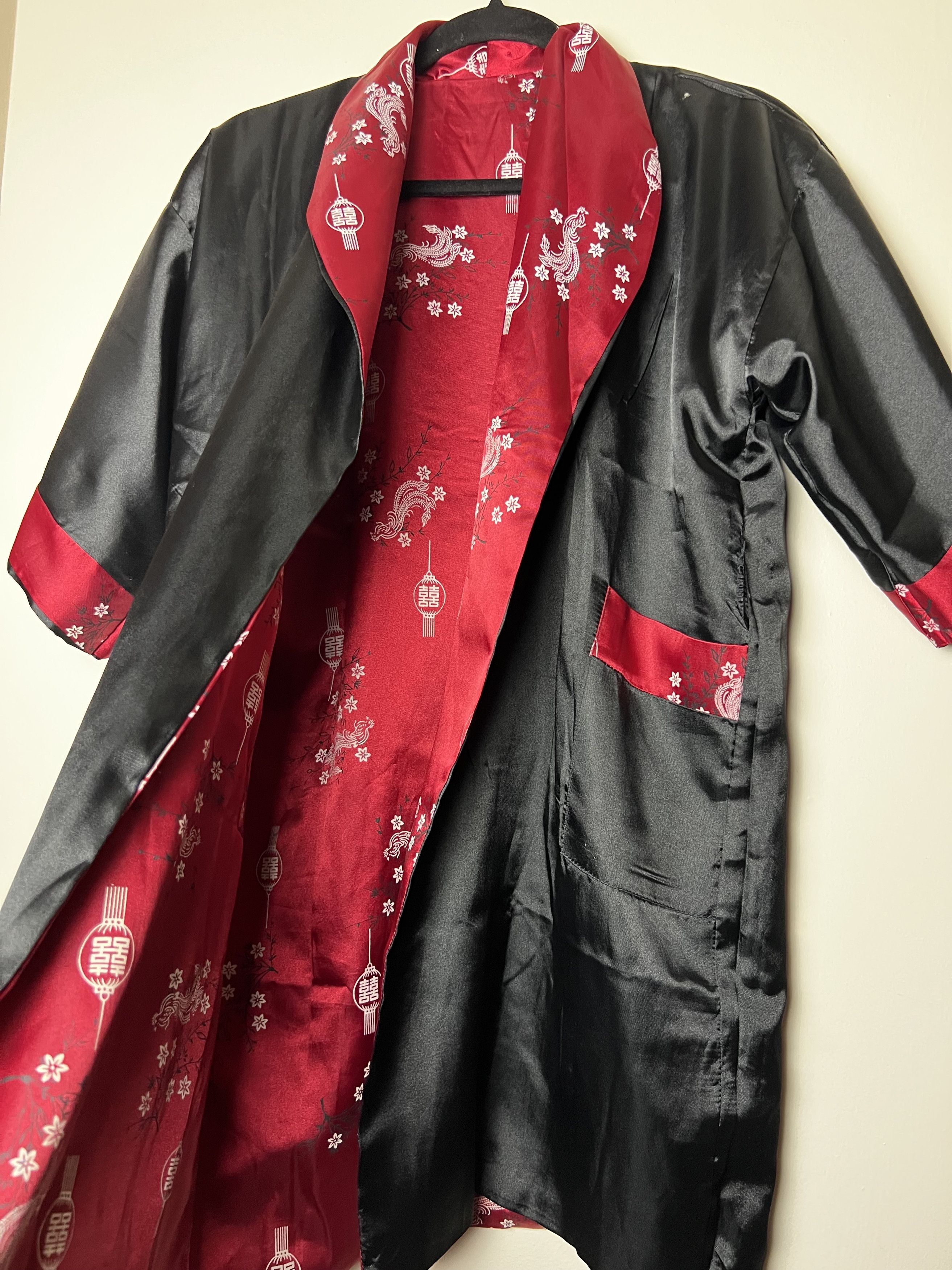 Vintage Vintage Oriental Double Sided Reversible Dragon Kimono Robe Size ONE SIZE - 9 Thumbnail