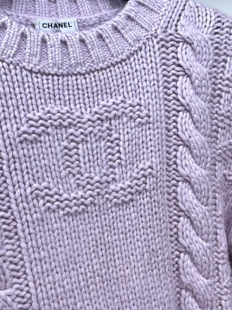 Chanel Chanel Pink and purple cashmere knitted jacquard sweater Size XXS / US 00 / IT 34 - 3 Thumbnail