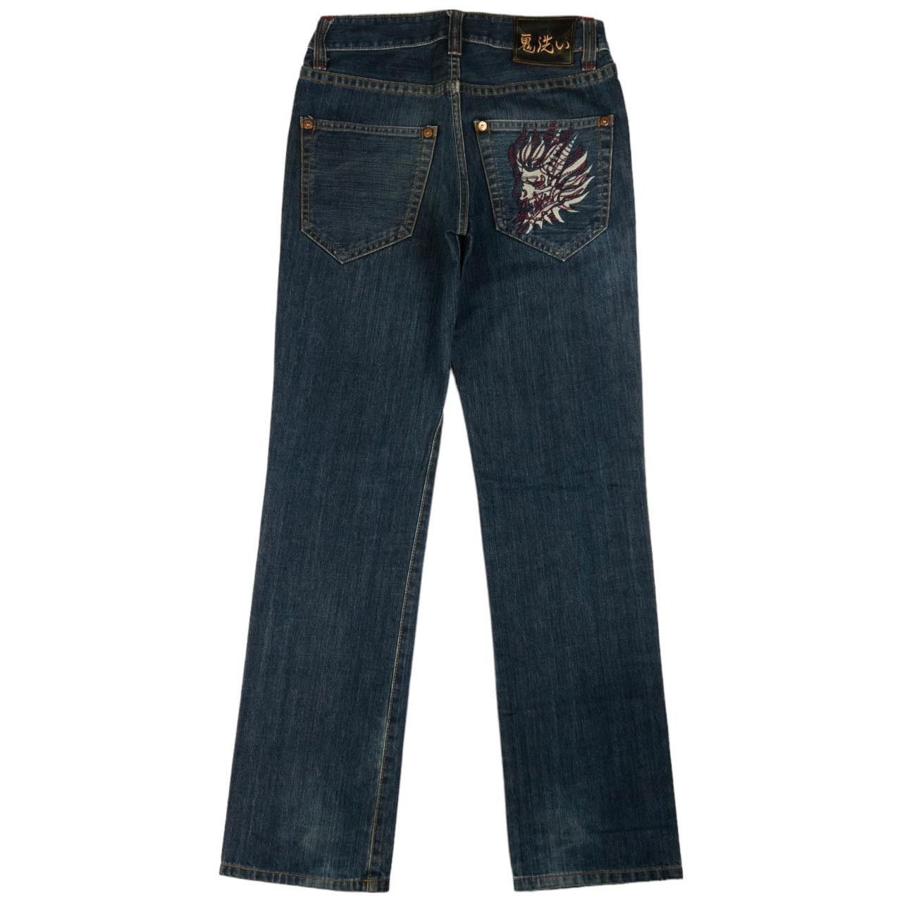 Other Vintage Oniarai Devil Embroidered Japanese Denim Jeans W29 Size US 29 - 2 Thumbnail