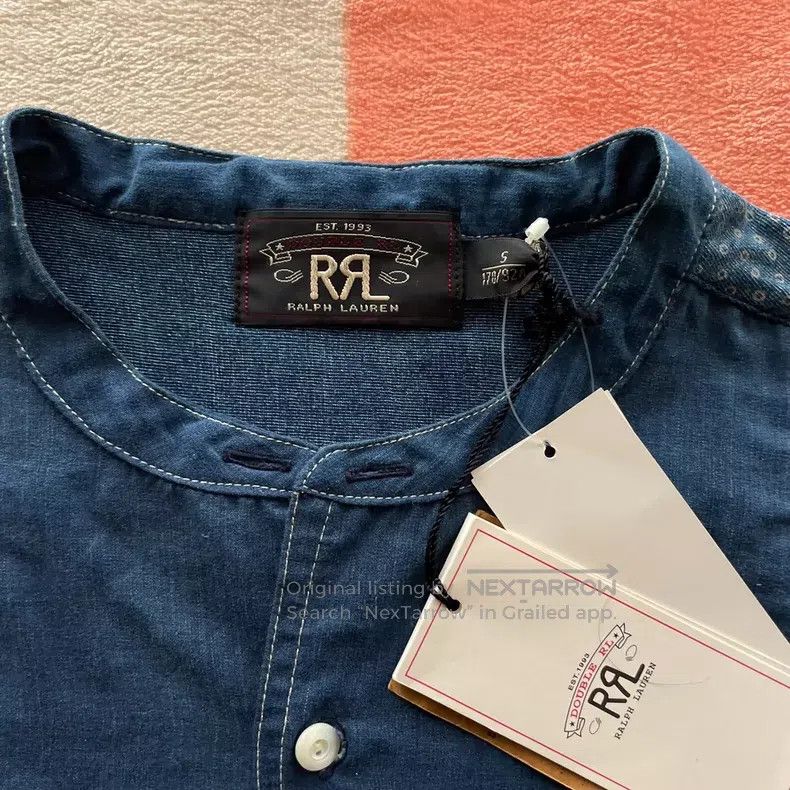 RRL Ralph Lauren RRL Ralph Lauren Blue dyed polka dot Henry collar Size US S / EU 44-46 / 1 - 3 Thumbnail