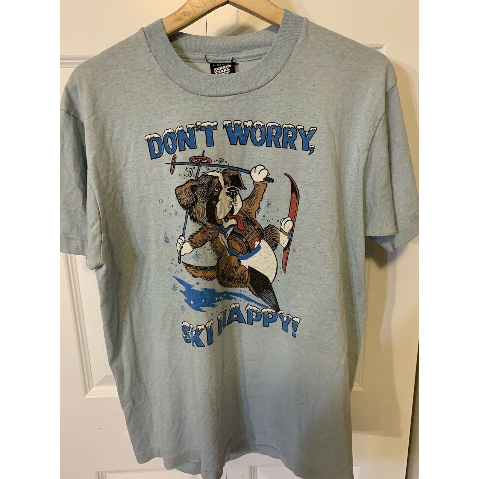 Other Vtg 80s Don’t Worry Ski Happy Dog St Bernard Men’s Sz L Blue Size US L / EU 52-54 / 3 - 3 Thumbnail