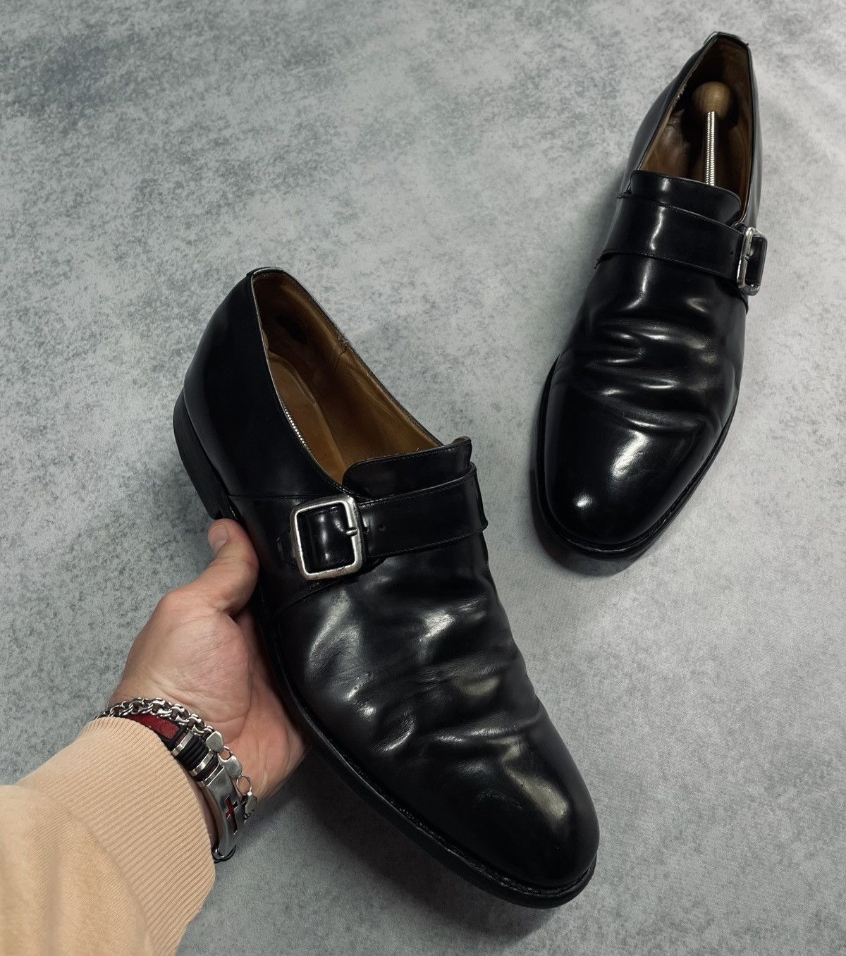 Church’s Monk Strap Men’s Black Leather Dress Business Shoes UK 12 ENGLAND