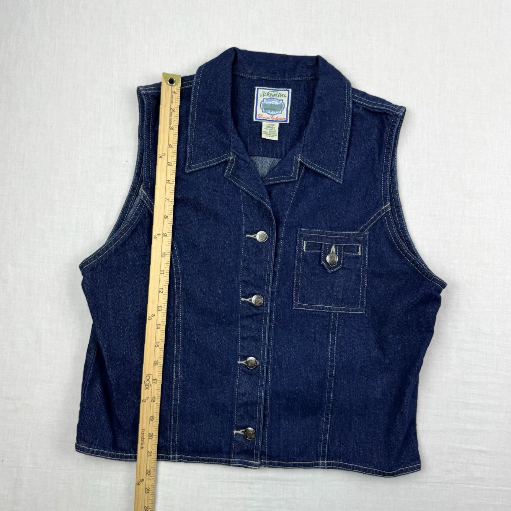 Vintage VINTAGE St. John's Bay Denim Vest Womens Large Cotton Jean Jacket Hipster 90s Casual Women's Size 36" / US 14 / IT 50 - 5 Thumbnail