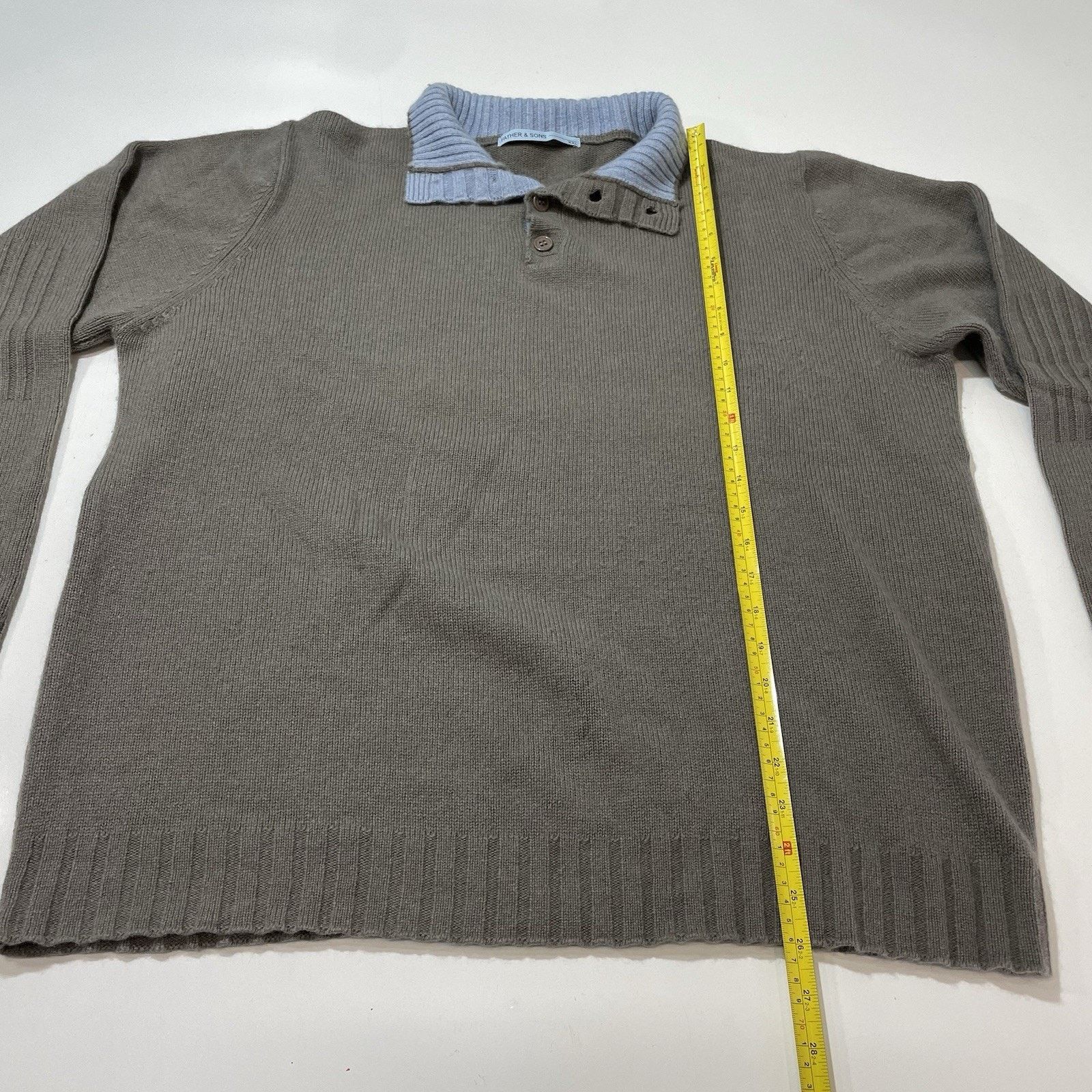 &SONS Father & Sons Cashmere Sweater Pullover Men’s XXL Polo Gray Size US XXL / EU 58 / 5 - 4 Thumbnail
