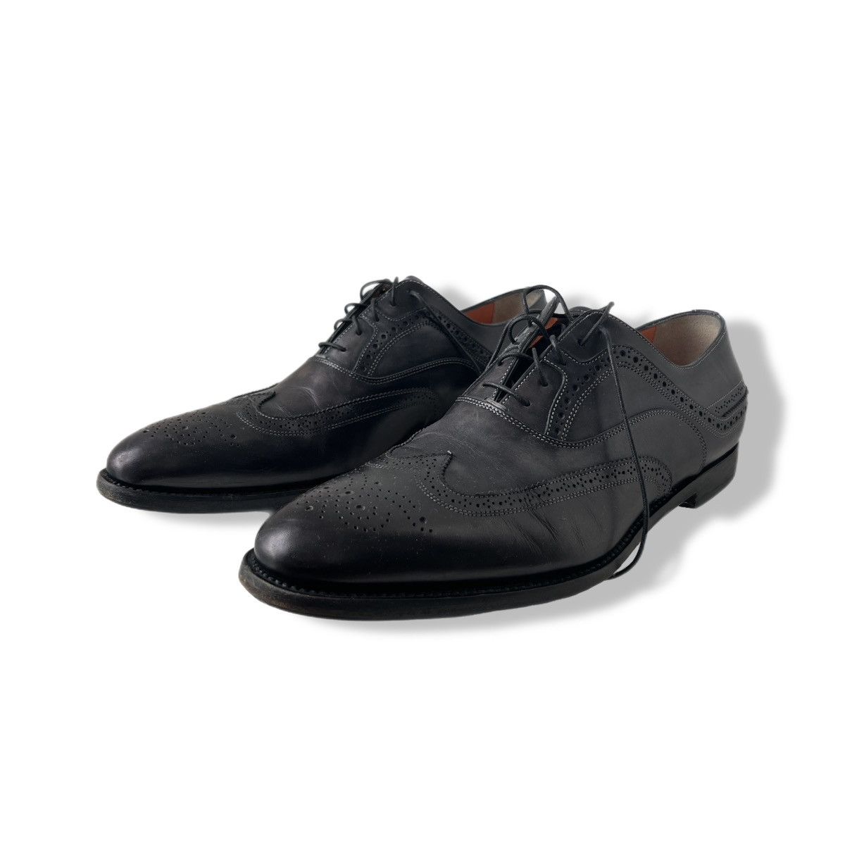 santoni black dress shoes Santoni Men's Easy Cap Toe Lace Up Dress Shoes - Black