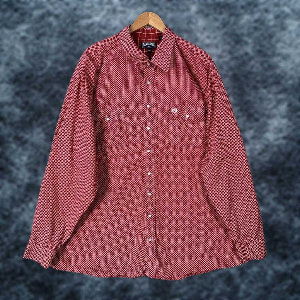 Vintage Panhandle Slim Western Pearl Snap Shirt Mens 2XLT Red Geometric Cowboy Size US XXL / EU 58 / 5 - 1 Thumbnail