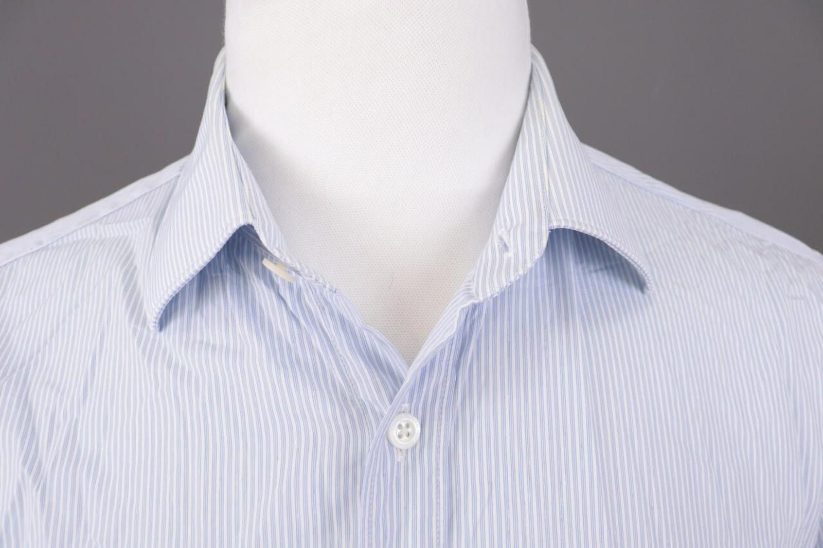 Gieves & Hawkes Gieves & Hawkes Blue Pinstripe Cuffs Dress Shirt Size 16 Size US M / EU 48-50 / 2 - 2 Thumbnail