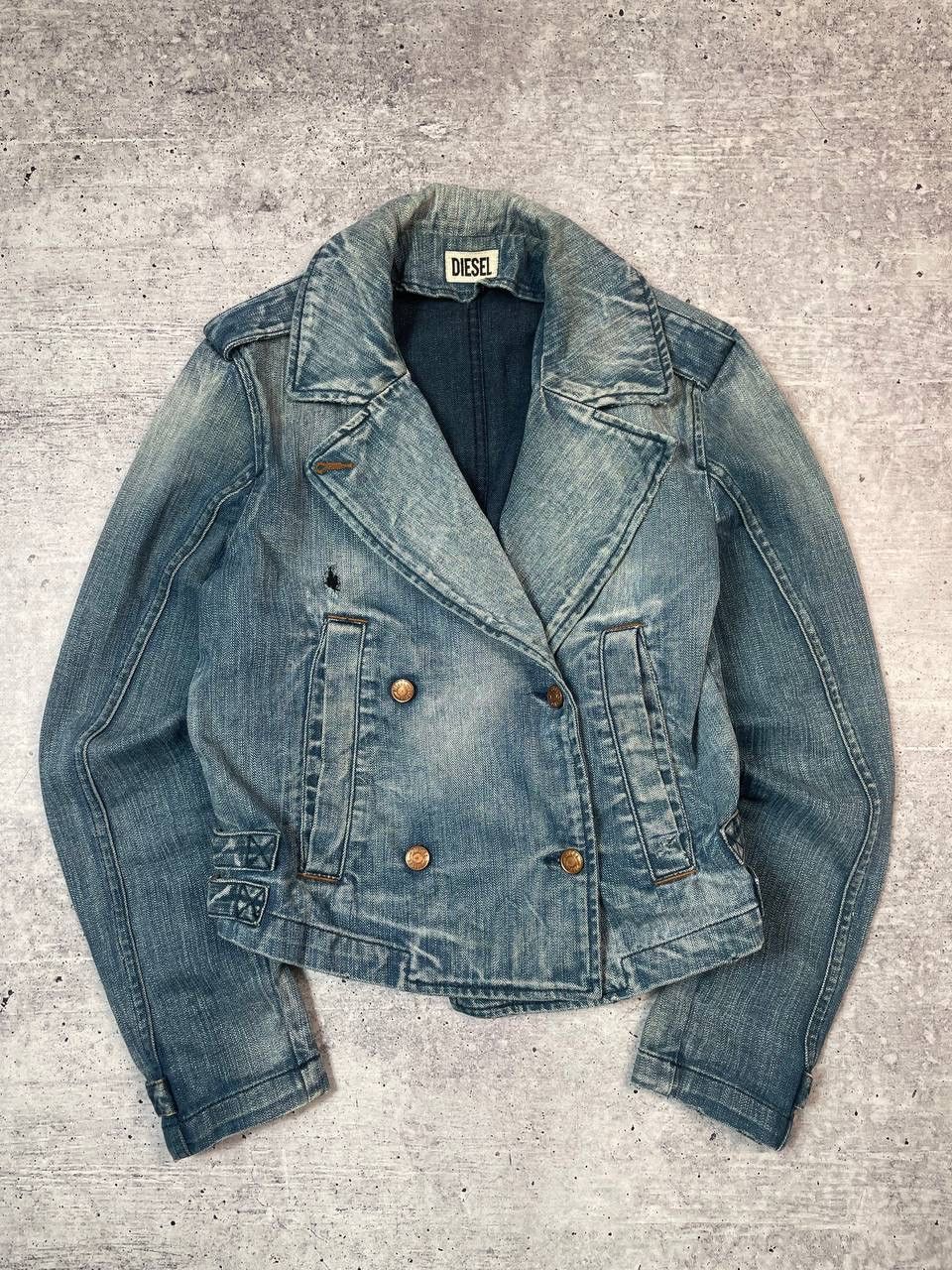 Diesel Vintage 00s Diesel Biker Denim Jacket Y2K Size S / US 4 / IT 40 - 1 Thumbnail