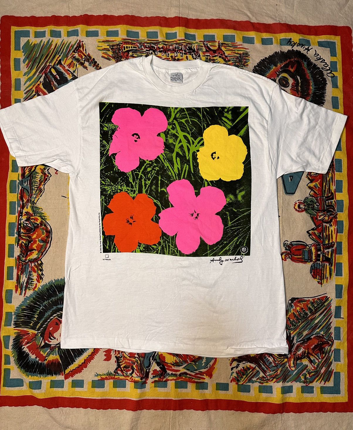 Vintage 90s Andy Warhol Flowers Pop Art T Shirt