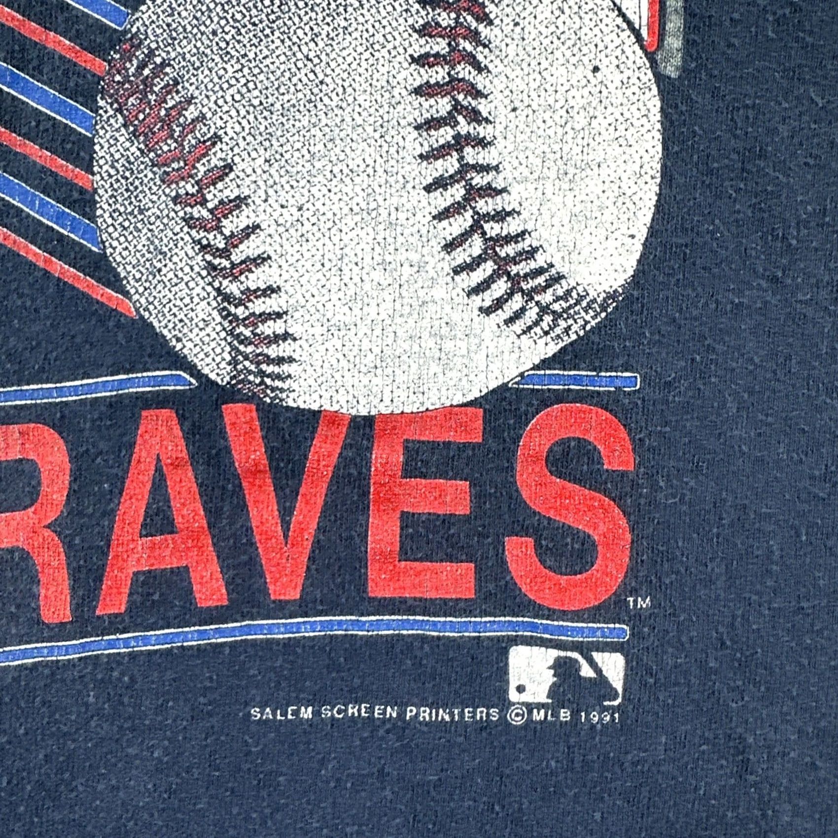 Salem Sportswear VINTAGE Salem Sportswear Mens Medium Blue T Shirt 1991 Atlanta Braves Champions Shirt Mens M Blue 90s USA Baseball Size US M / EU 48-50 / 2 - 7 Thumbnail