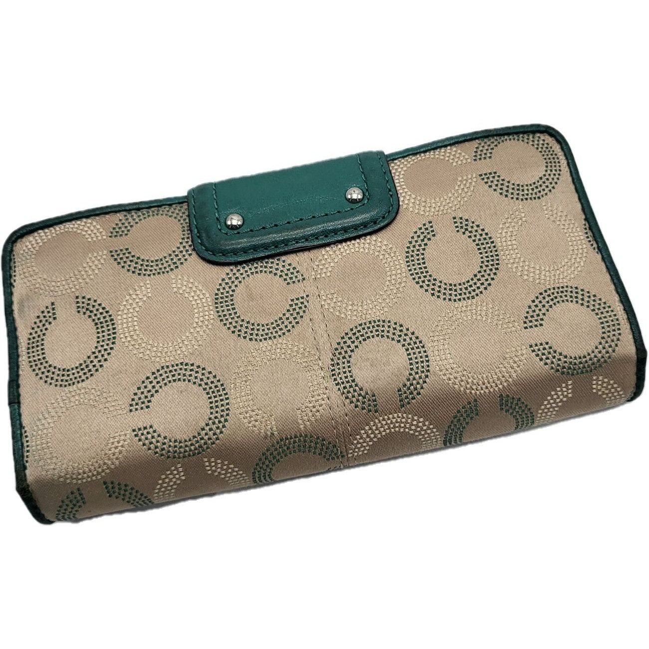 Coach Coach Ashley Khaki Green Dotted Signature C Leather Wallet Size ONE SIZE - 2 Thumbnail