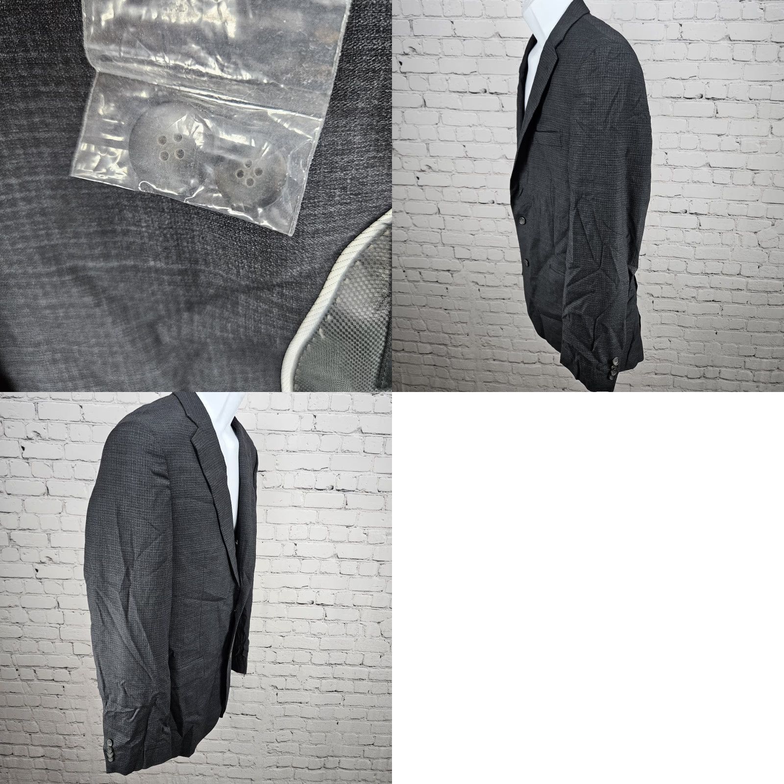 Kenneth Cole VINTAGE Awearness Kenneth Cole Grey Wool Blend Extreme Slim Fit Blazer Sport Coat 40L Size 40R - 10 Thumbnail