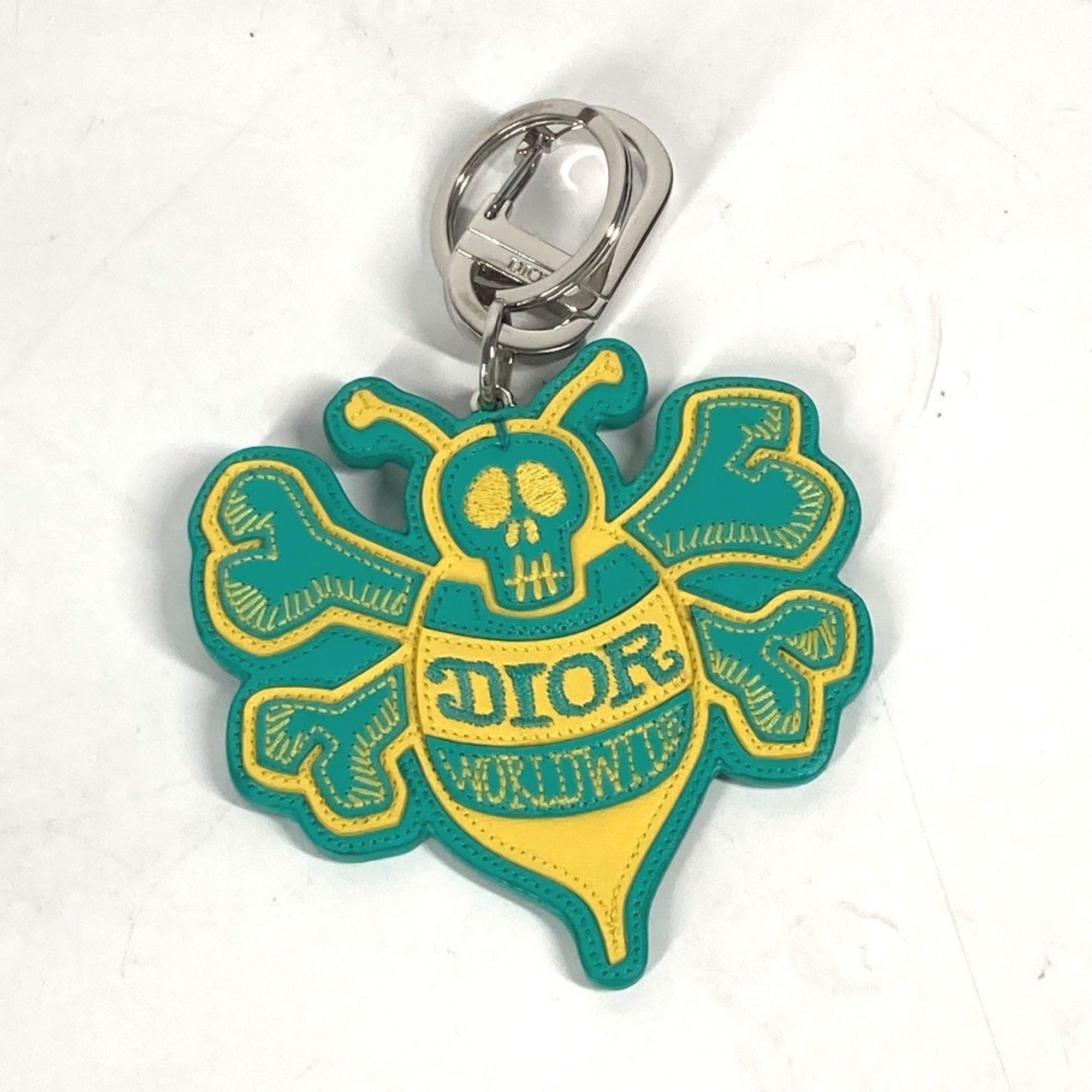 Dior Christian Dior Dior x STUSSY Collaboration Stussy BEE Bag Charm Key Ring Holder Leather Men's Green Size ONE SIZE - 1 Thumbnail
