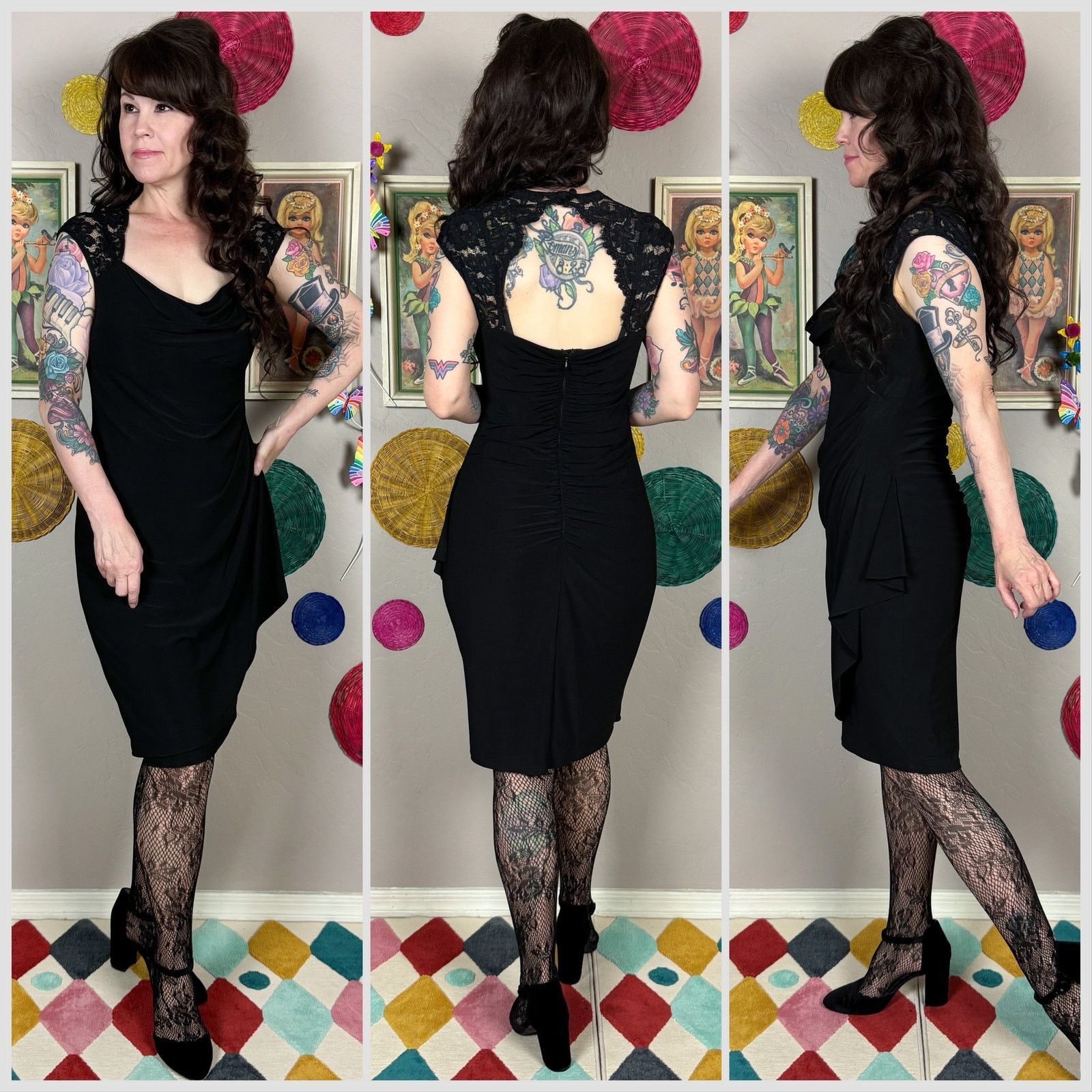 Vintage Vintage Y2K Caché Sleeveless Black Ruched Cutout Mini Dress Size M / US 6-8 / IT 42-44 - 2 Thumbnail