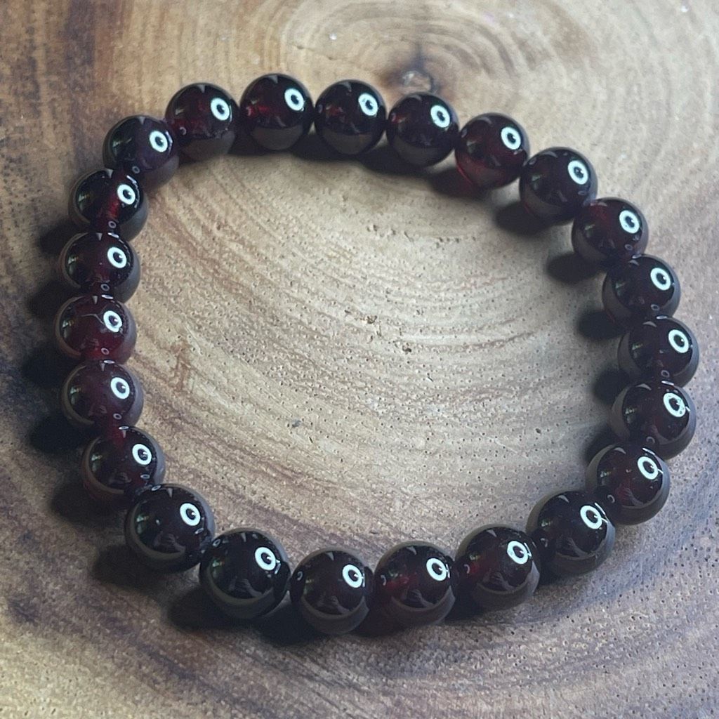 Other Garnet deep red stretch beaded bracelet 7” crystal healing beads 8mm high quality ONE NEW Size ONE SIZE - 6 Thumbnail