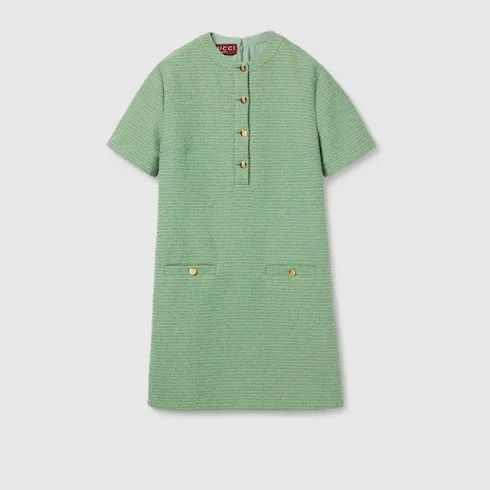 Gucci o1loc1c0226 818278 Cotton Boucle Mini Dress in Green Size M / US 6-8 / IT 42-44 - 1 Thumbnail