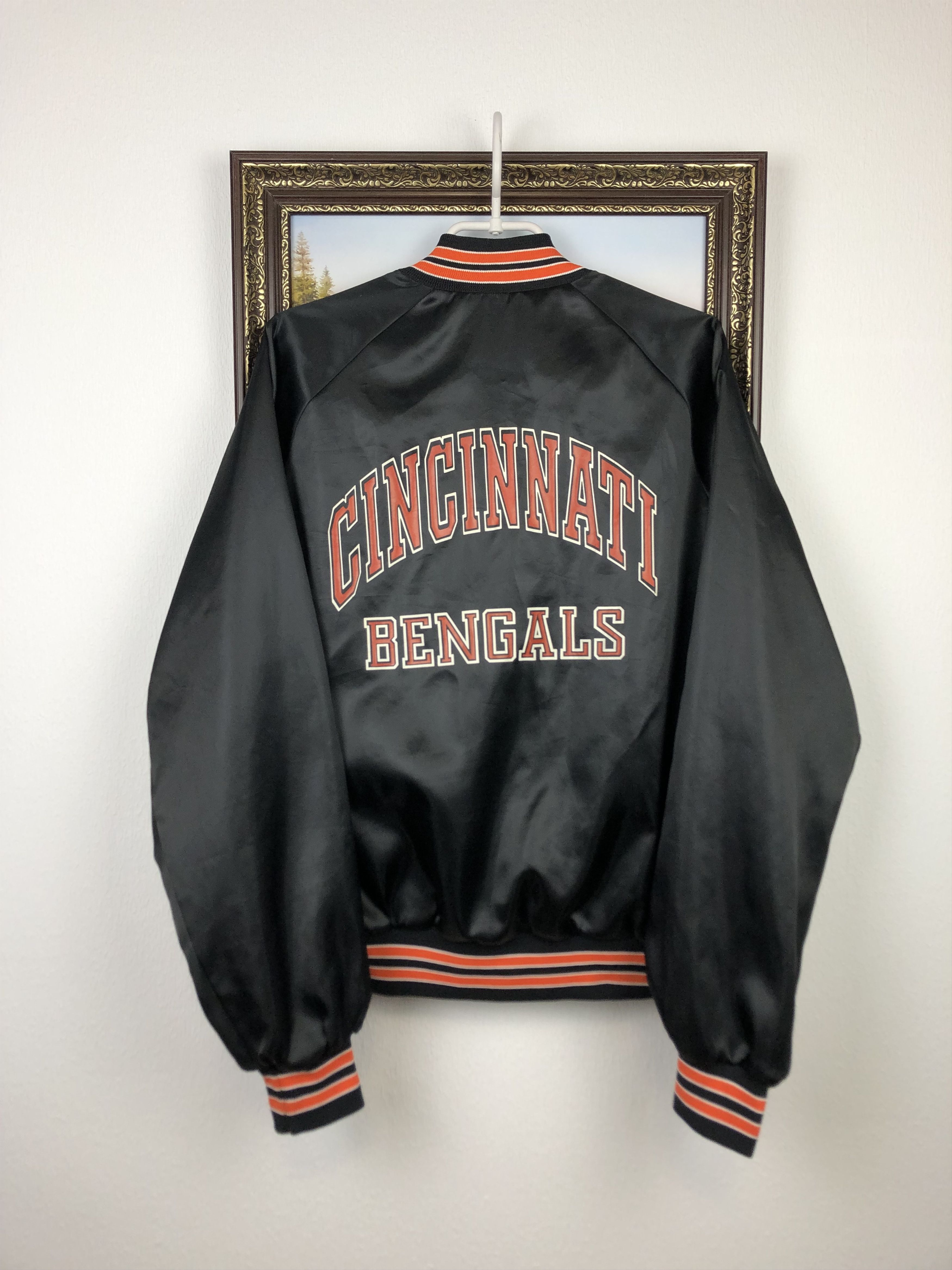 Vintage Cincinnati Bengals Chalk Line Satin Bomber Jacket