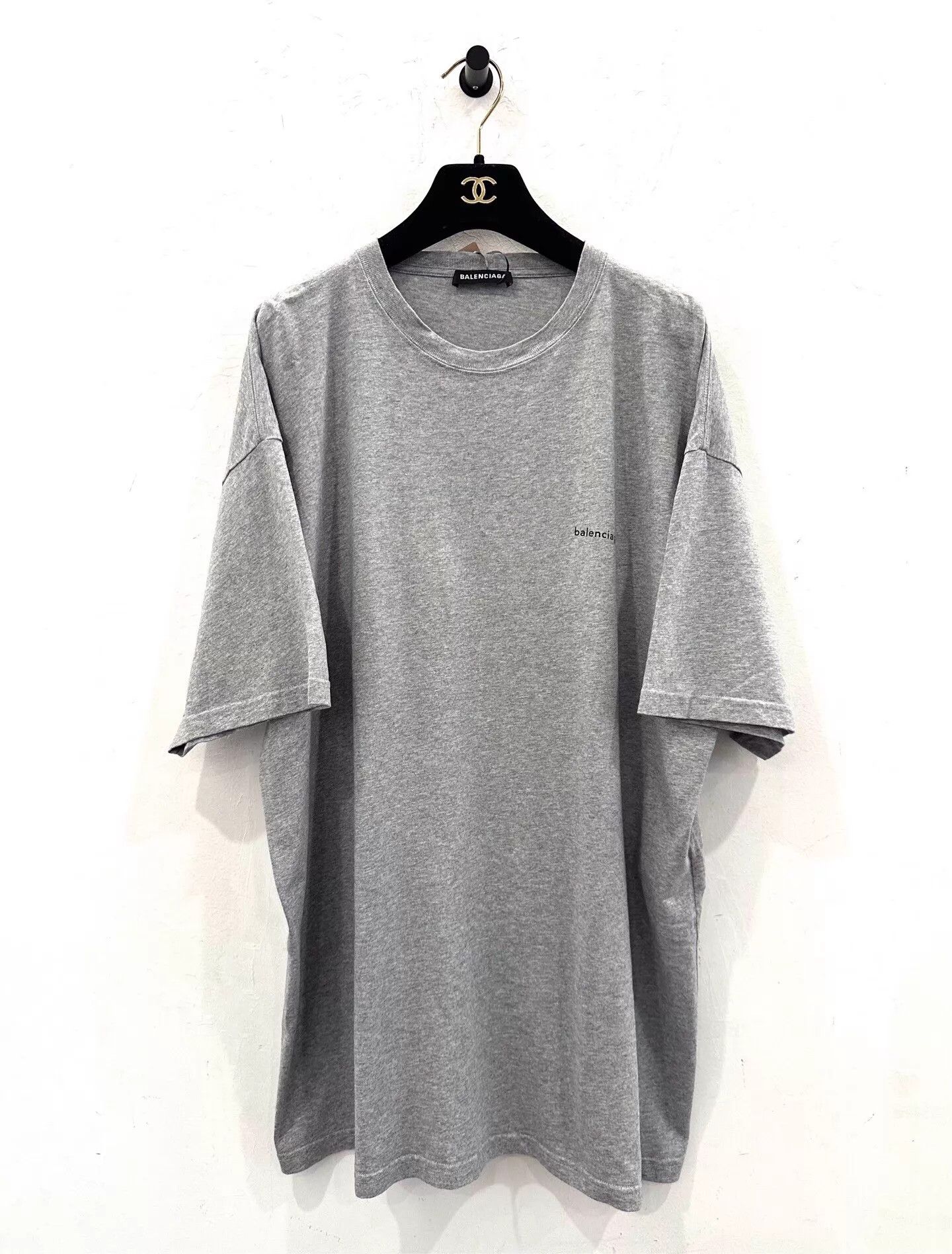 Balenciaga Balenciaga men's gray short sleeve tee black logo print L Size US L / EU 52-54 / 3 - 1 Thumbnail
