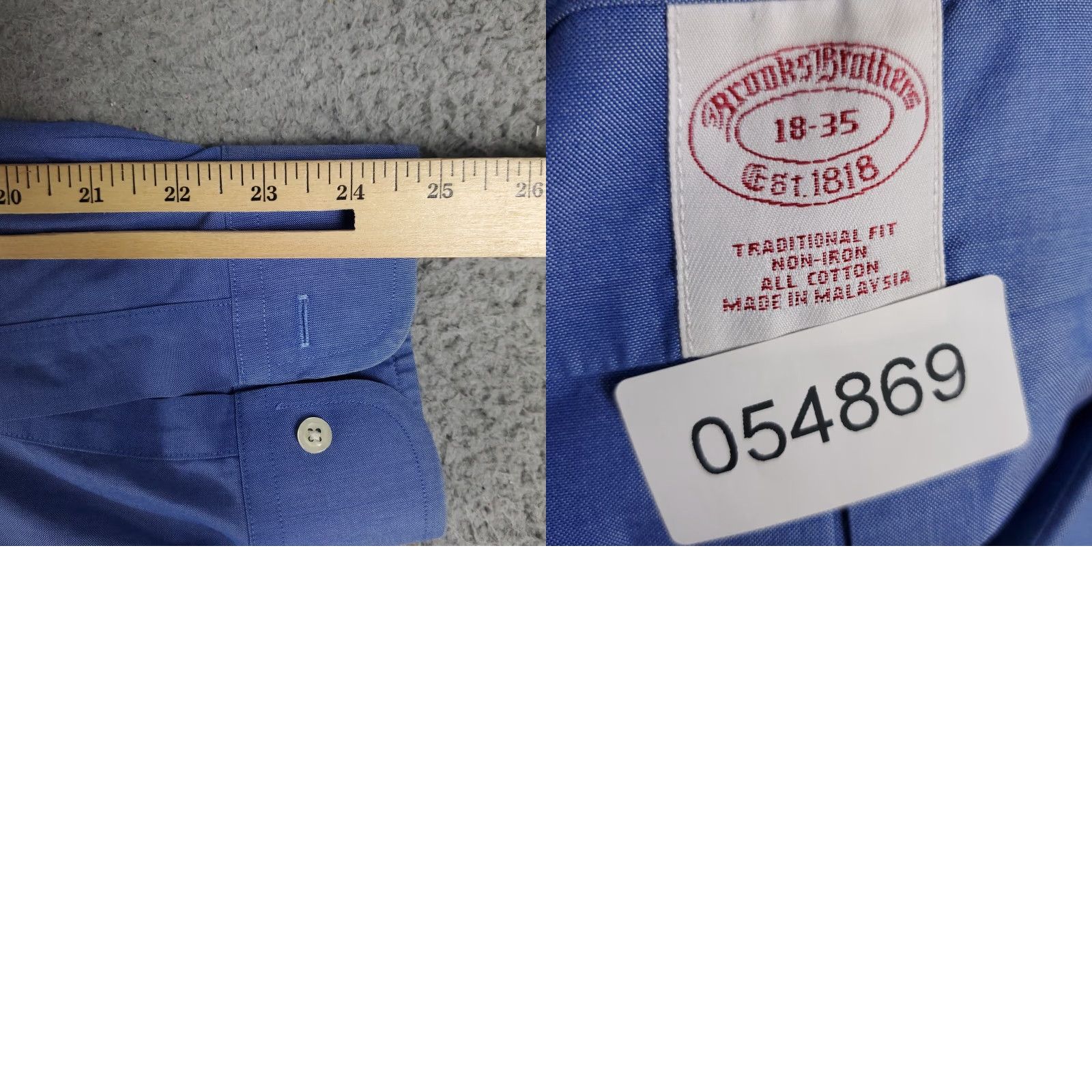 Brooks Brothers Brooks Brothers Men's Dress Shirt Size 18 Blue Long Sleeve Button Up Cotton Regular Fit Size 48R - 8 Thumbnail