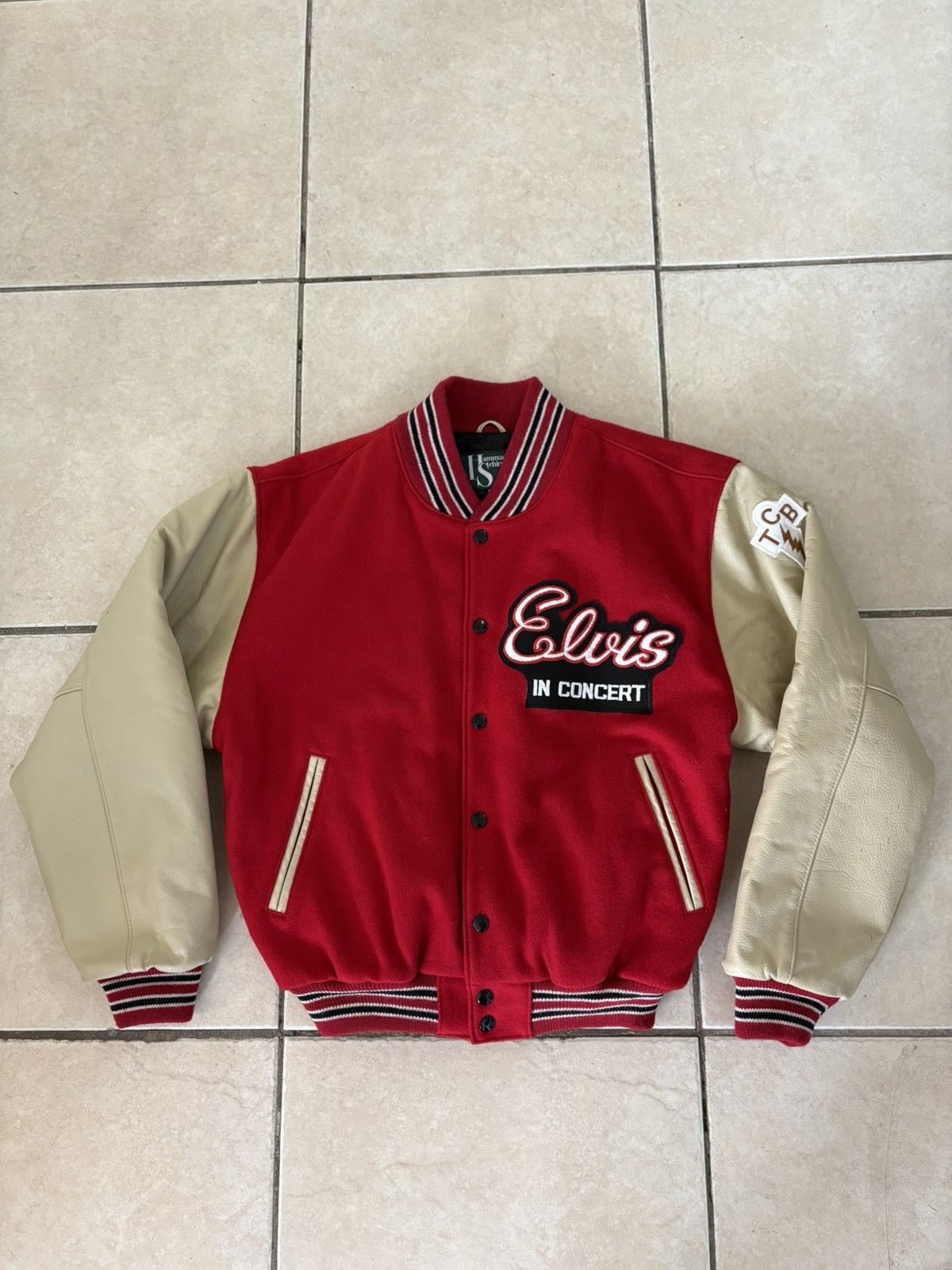 Vintage VINTAGE 1992 Elvis Presely In Concert TCB Varsity Jacket Size US S / EU 44-46 / 1 - 1 Thumbnail