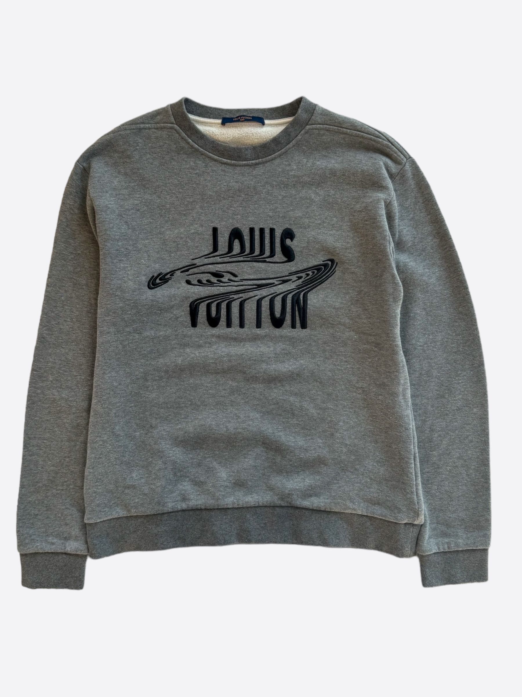 image of Louis Vuitton Grey Distorted Logo Sweater, Men's (Size Small)