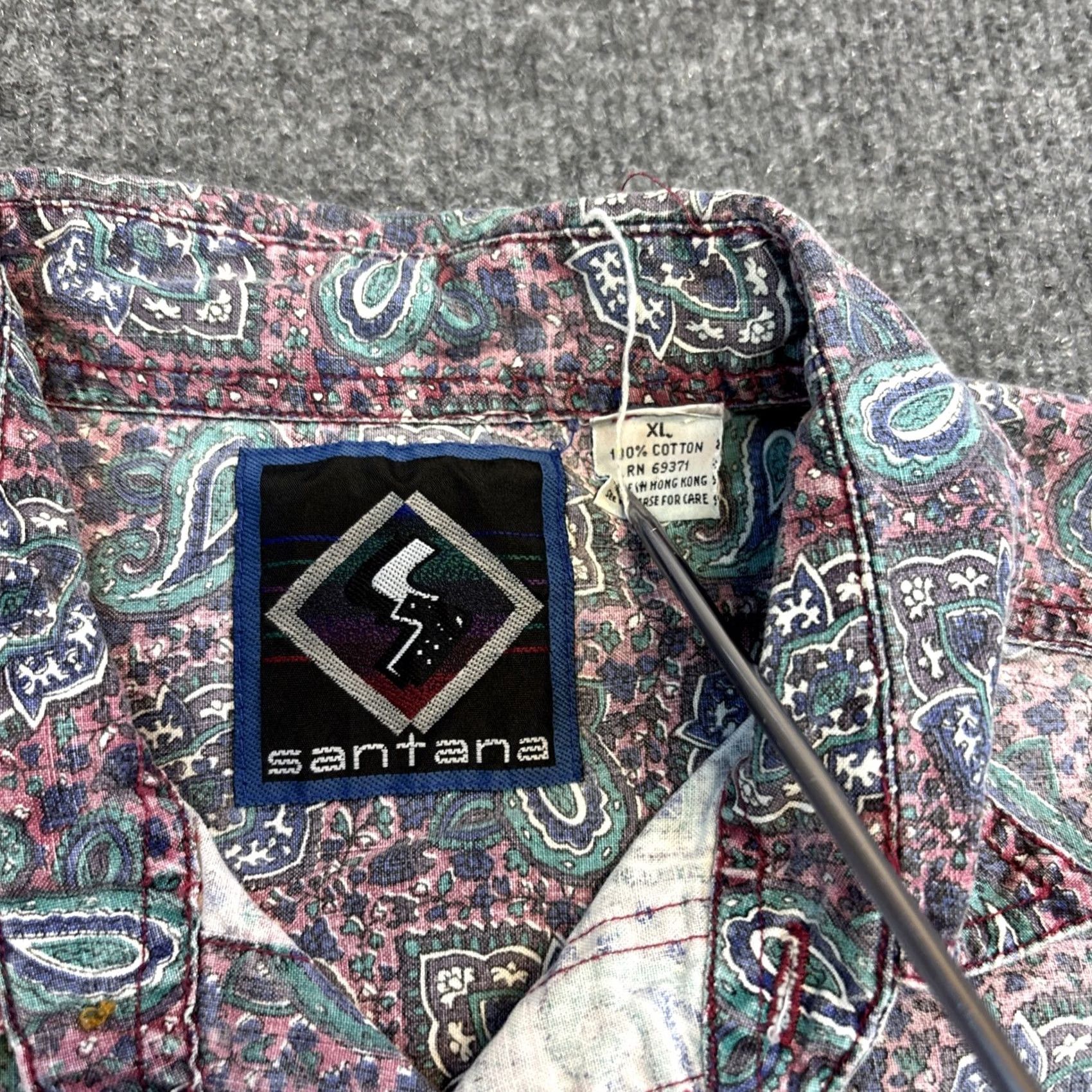 Vintage VINTAGE Santana Button-Up Shirt Paisley Short Sleeve Blue White Mens XL Size US XL / EU 56 / 4 - 3 Thumbnail