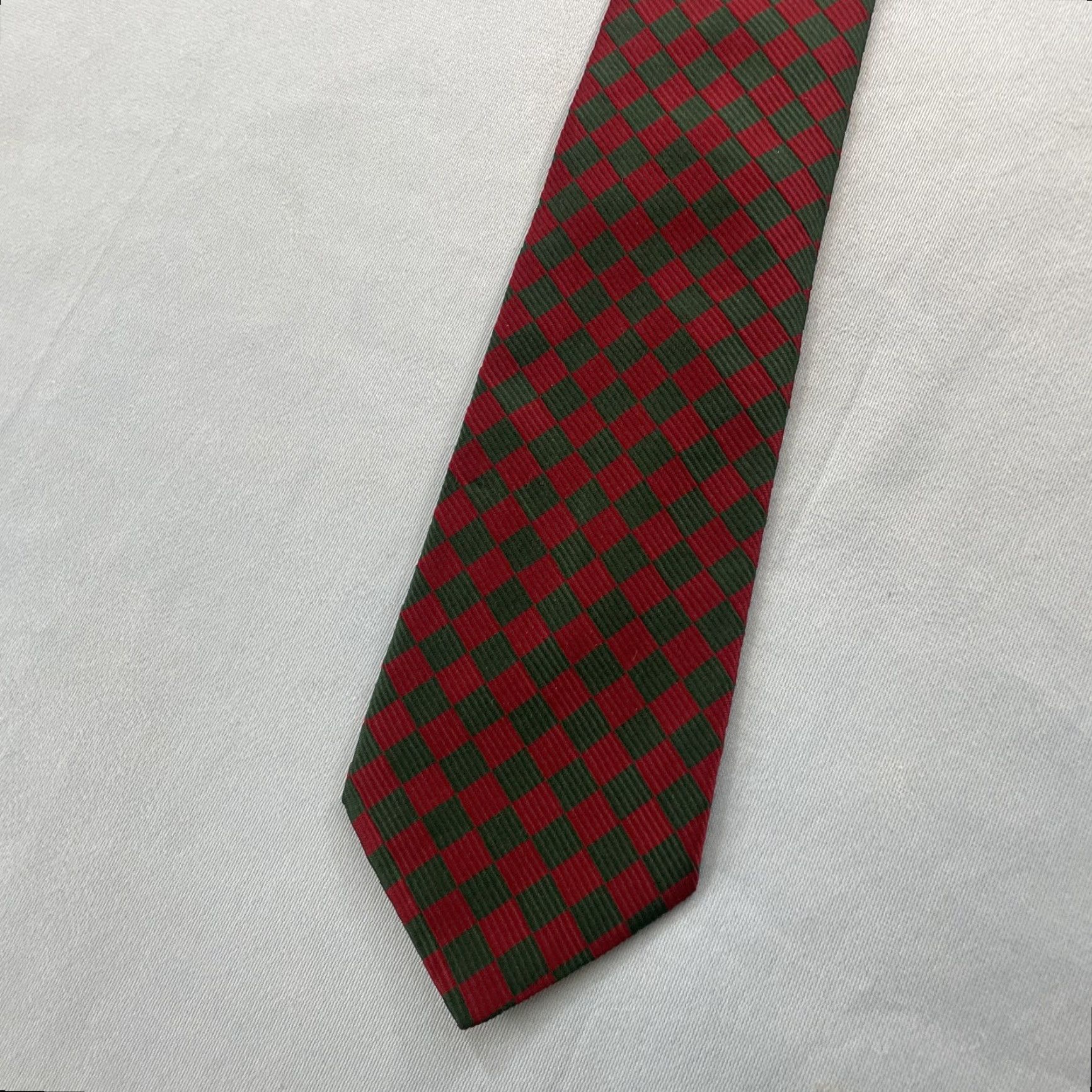 Faconnable VINTAGE Façonnable Men Silk Neck Tie Check Plaid Red Green Woven Power Tie 4x60 France Size ONE SIZE - 3 Thumbnail