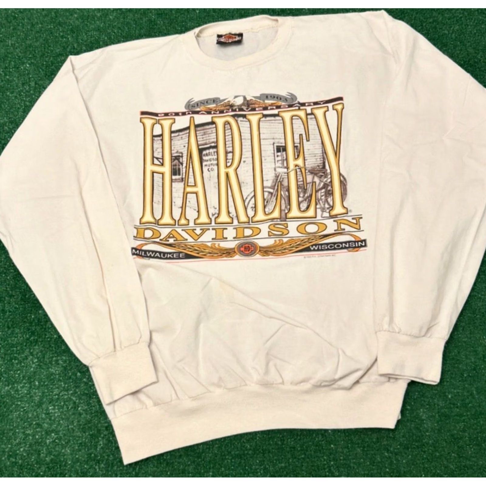 Harley Davidson VINTAGE Harley-Davidson 1992 VTG Longsleeve Shirt Mens Size L White 90s Grunge Motorcycle Punk Biker Hip Hop Men Size US L / EU 52-54 / 3 - 5 Thumbnail