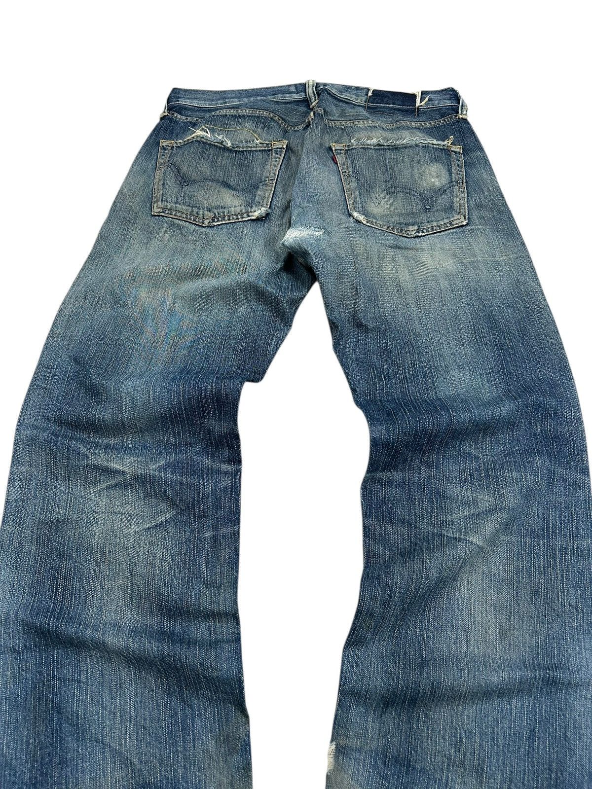 Edwin × Japanese Brand Edwin 503 Blue Trip Mud Washed Baggy Distressed Denim Size US 35 - 14 Thumbnail