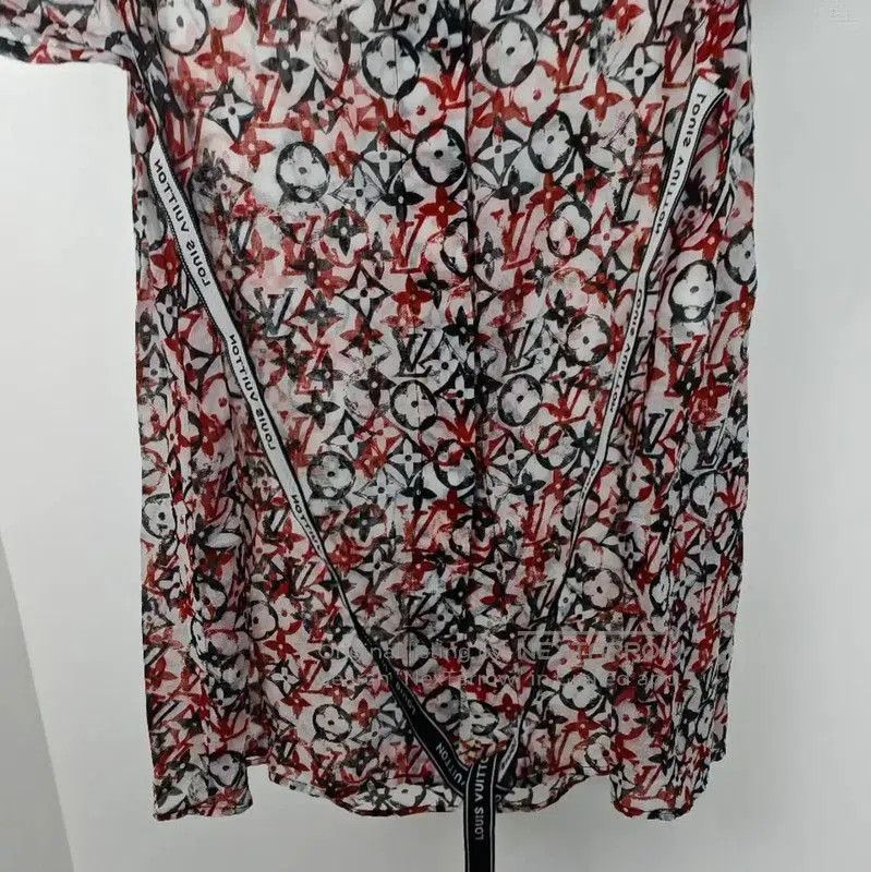 Louis Vuitton Louis Vuitton Red Summer Silk Logo Dress . Size S / US 4 / IT 40 - 3 Thumbnail