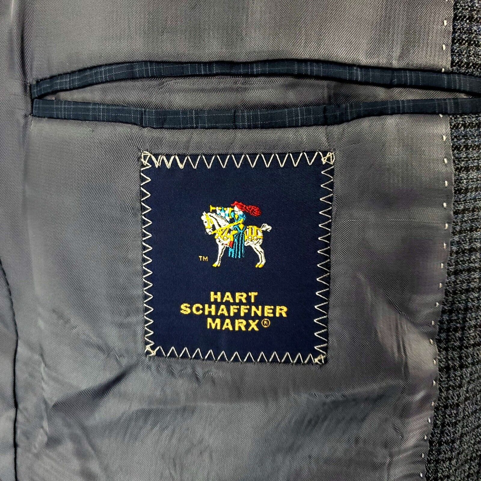 Hart Schaffner Marx Hart Schaffner Marx Wool 2 Button Blazer 40R Blue Check Mini Size 40R - 7 Thumbnail
