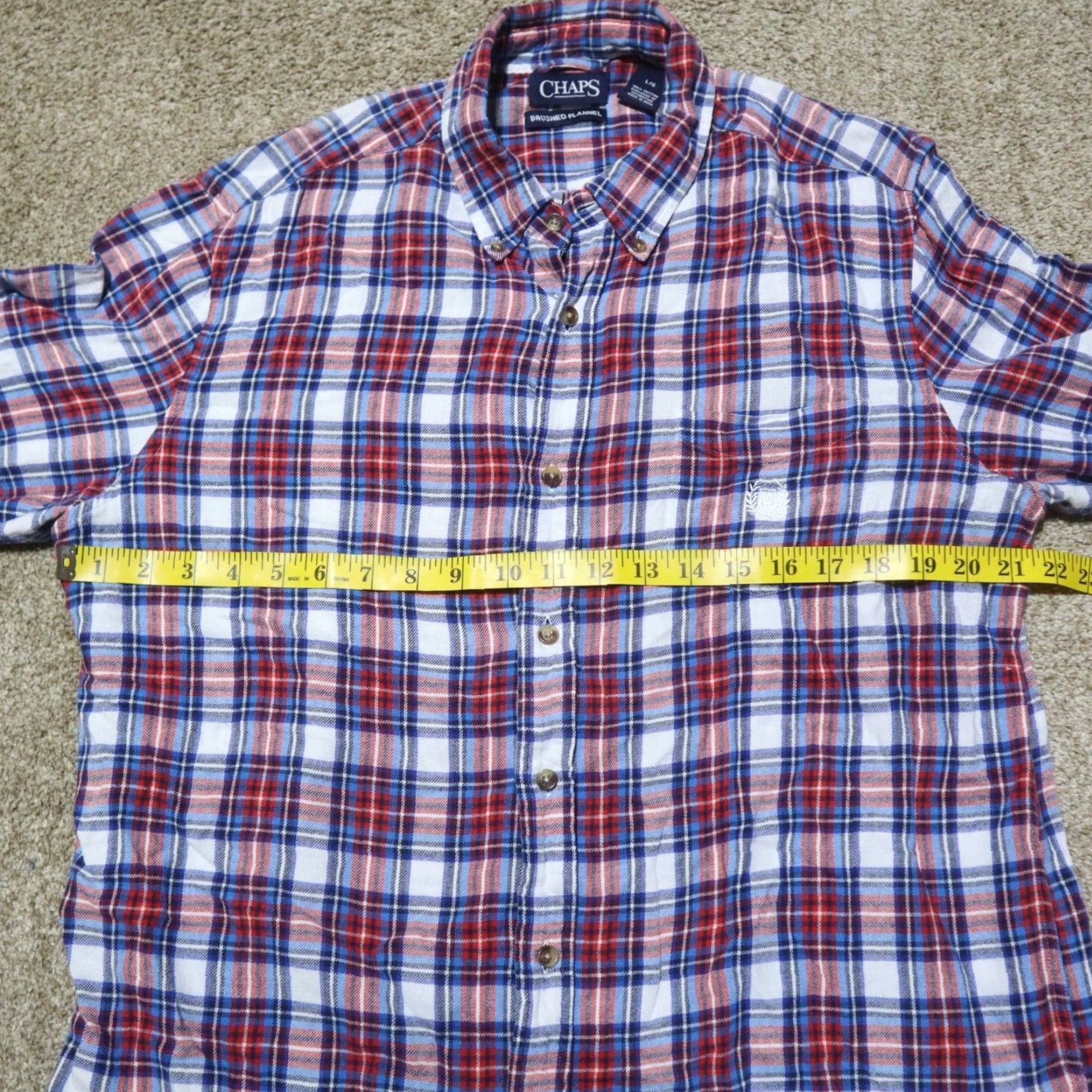 Chaps Chaps Shirt Adult Large Red Plaid Button Down Brushed Flannel Cotton Pocket 90s Outdoor Preppy Mens Size US L / EU 52-54 / 3 - 4 Thumbnail