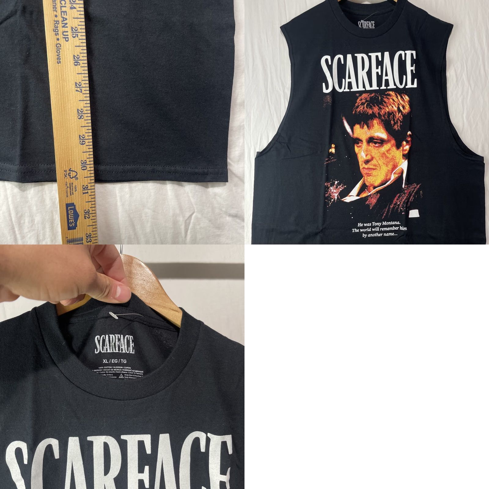 Vintage Scarface Shirt Men XL Movie Tony Montana Black Sleeveless Mad Engine Size US XL / EU 56 / 4 - 9 Thumbnail