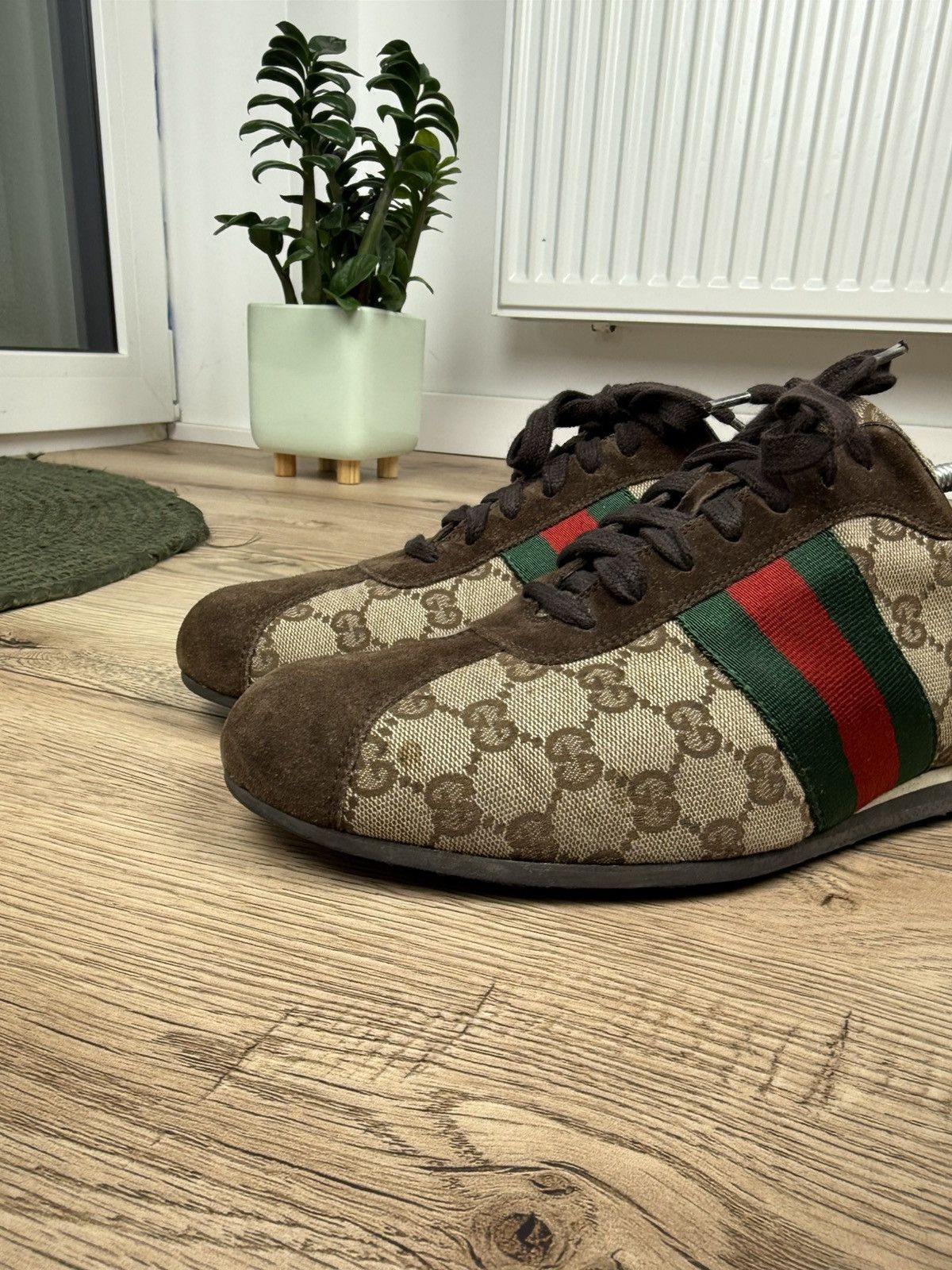 Gucci Gucci Shoes Monogram Logo GG Leather Canvas Sneakers Brown Size US 8 / EU 41 - 2 Thumbnail