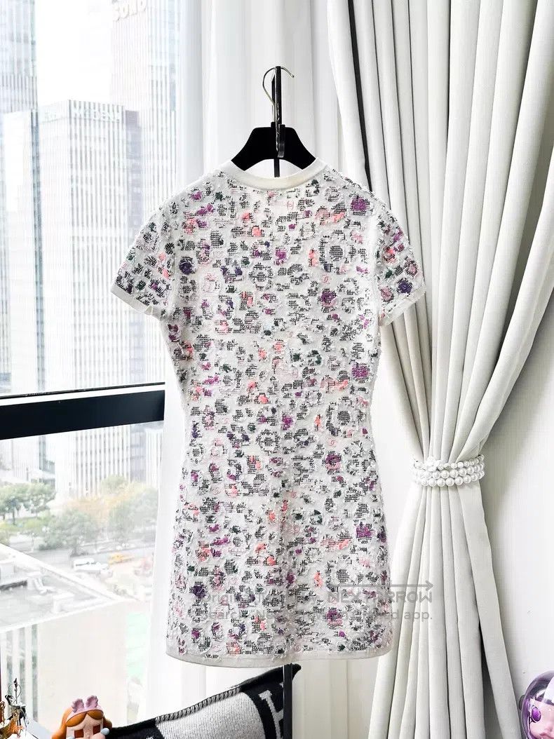 Chanel Chanel Sequin embroidery logo short-sleeved dress Size XXS / US 00 / IT 34 - 3 Thumbnail