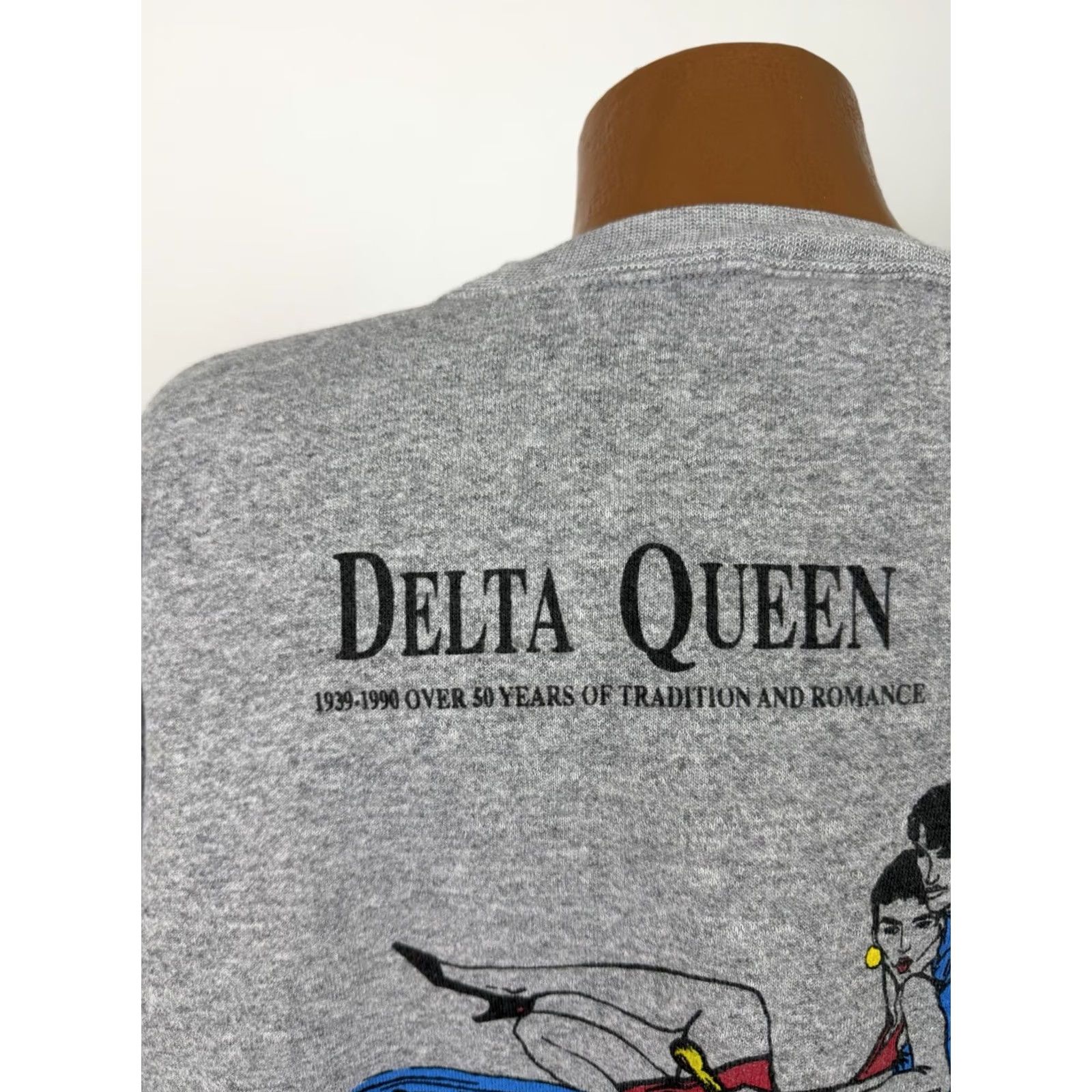 Delta VINTAGE Delta Sweatshirt Mens XL Heather Gray Tri-blend Crewneck Graphic Print Dark Fraternity Delta Tau 80s 90s Retro Preppy Grunge Size US XL / EU 56 / 4 - 7 Thumbnail