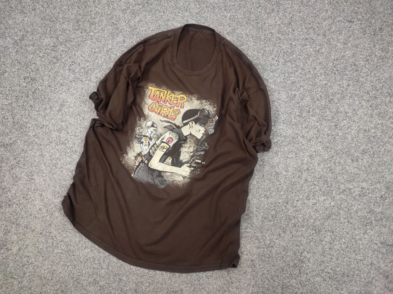 Vintage Vintage 90s Tank Girl Logo Oversized Brown T Shirt Skater Size US XL / EU 56 / 4 - 3 Thumbnail
